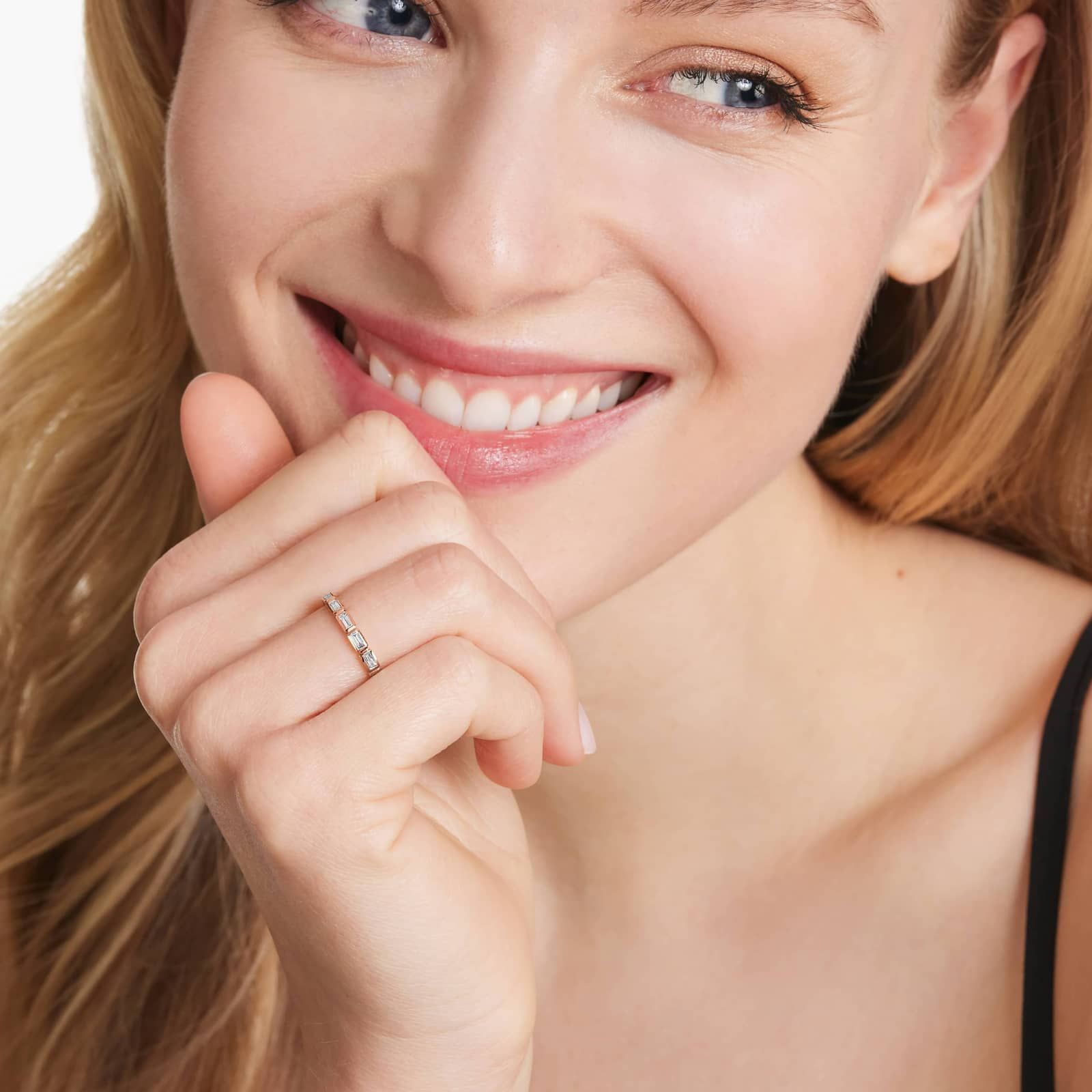 Baguette Cut Bezel Diamond Eternity Ring In 14K Rose Gold