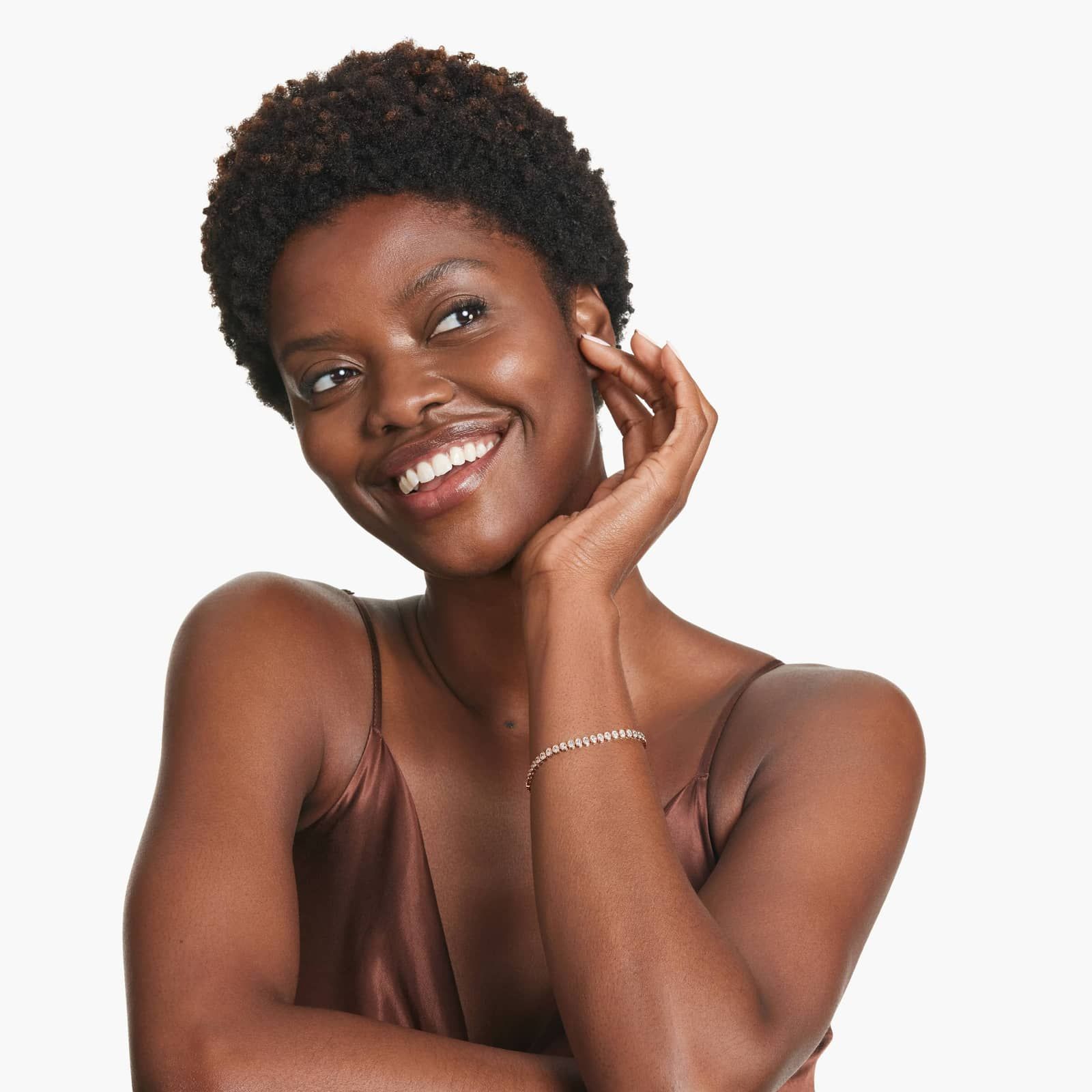 Bezel Tennis Bracelet With Oval Cut Diamonds In 14K Rose Gold