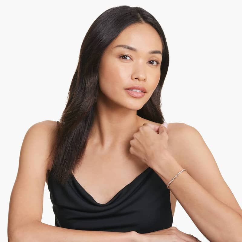 Bezel Tennis Bracelet With Asscher Cut Lab-Grown Diamonds In 14K Rose Gold