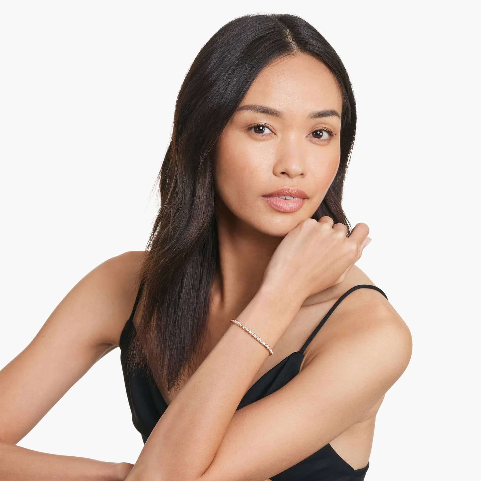 Bezel Tennis Bracelet With Asscher Cut Lab-Grown Diamonds In 14K Rose Gold