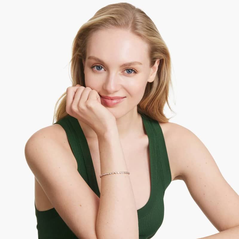 Bezel Tennis Bracelet With Pear Cut Lab-Grown Diamonds In 14K Rose Gold