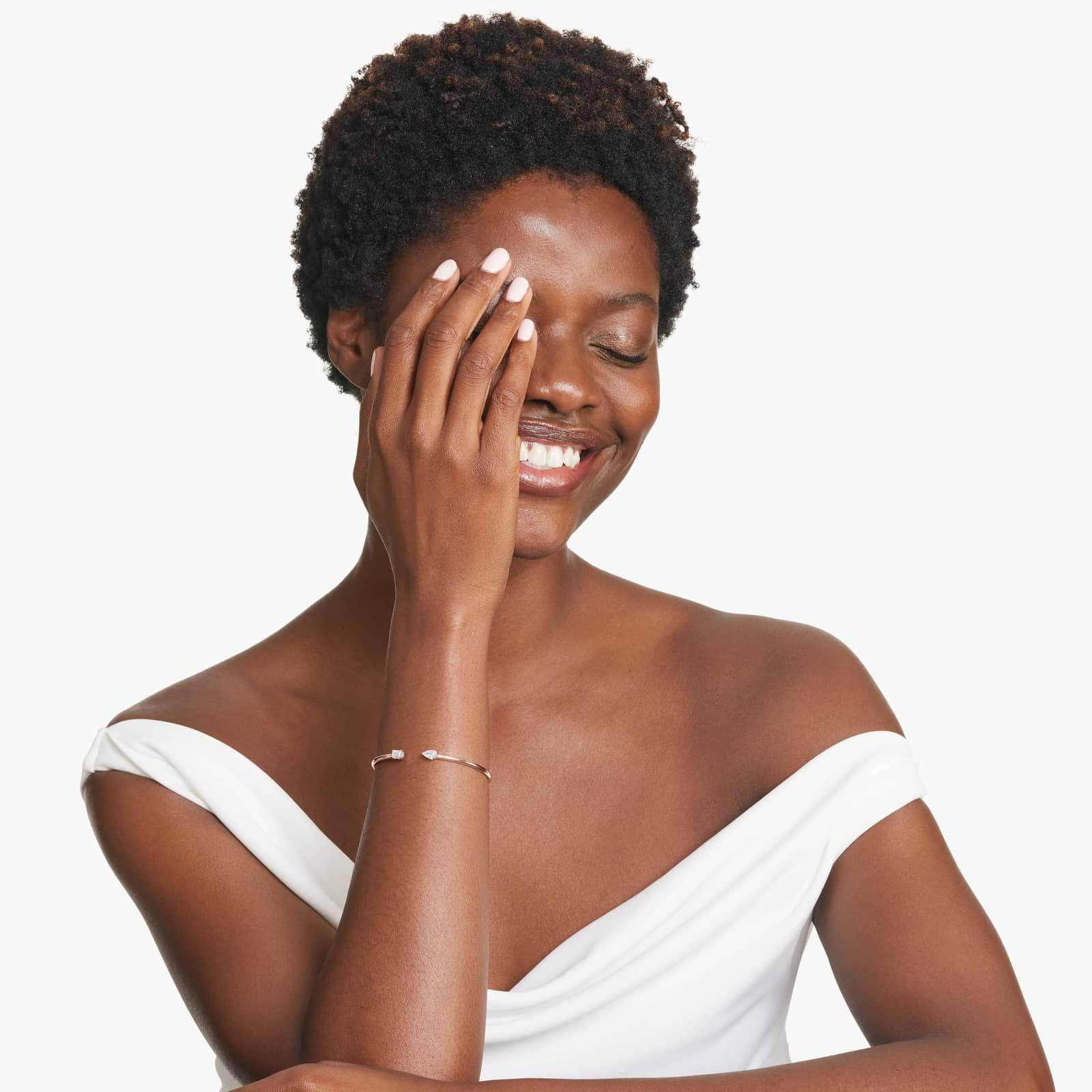 14K Rose Gold Pear and Emerald Cut Lab-Grown Diamond Cuff Bracelet