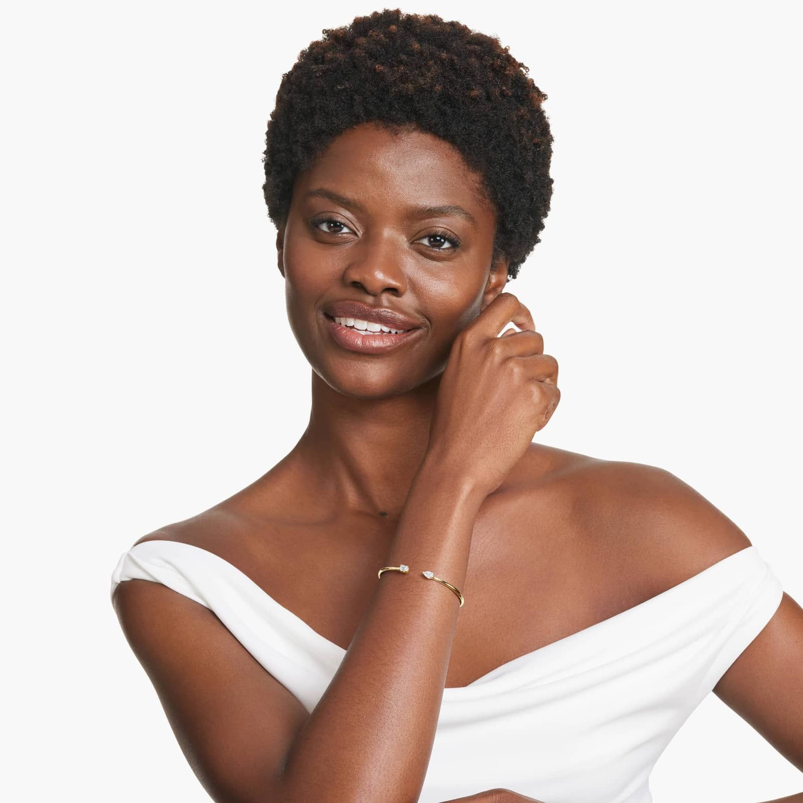 14K Yellow Gold Pear and Emerald Cut Lab-Grown Diamond Cuff Bracelet