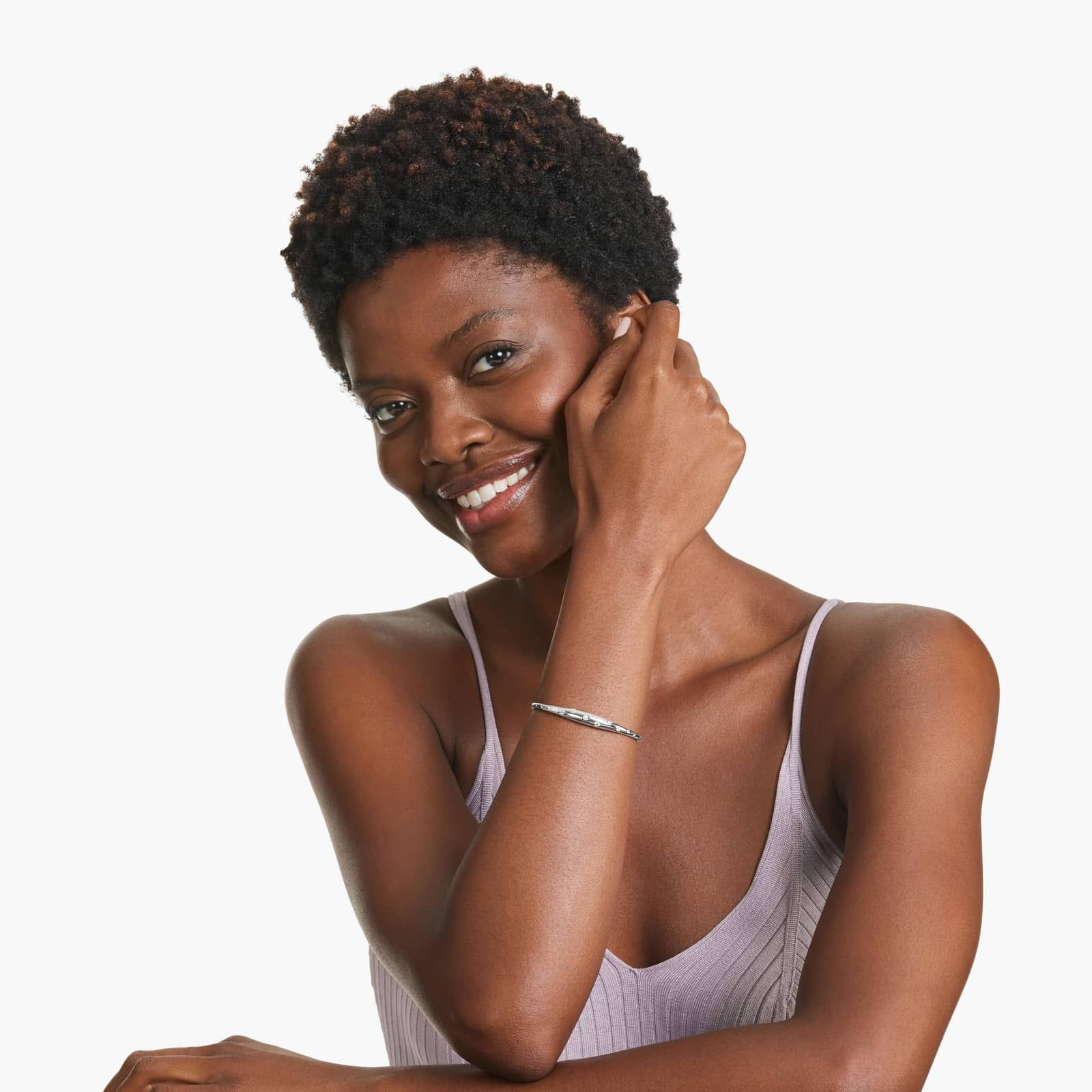 14K White Gold  Scattered Diamond Cuff Bracelet