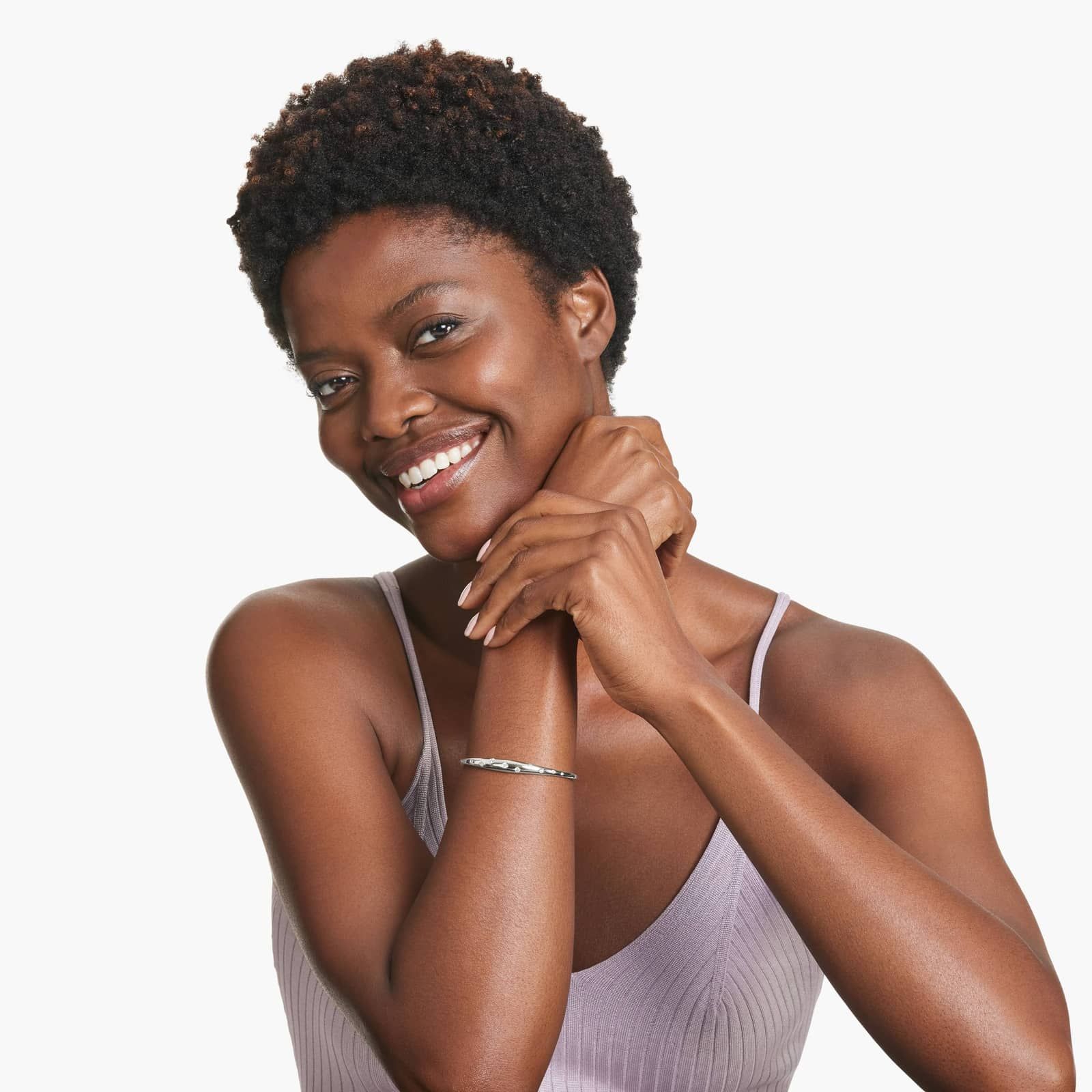 14K White Gold  Scattered Diamond Cuff Bracelet