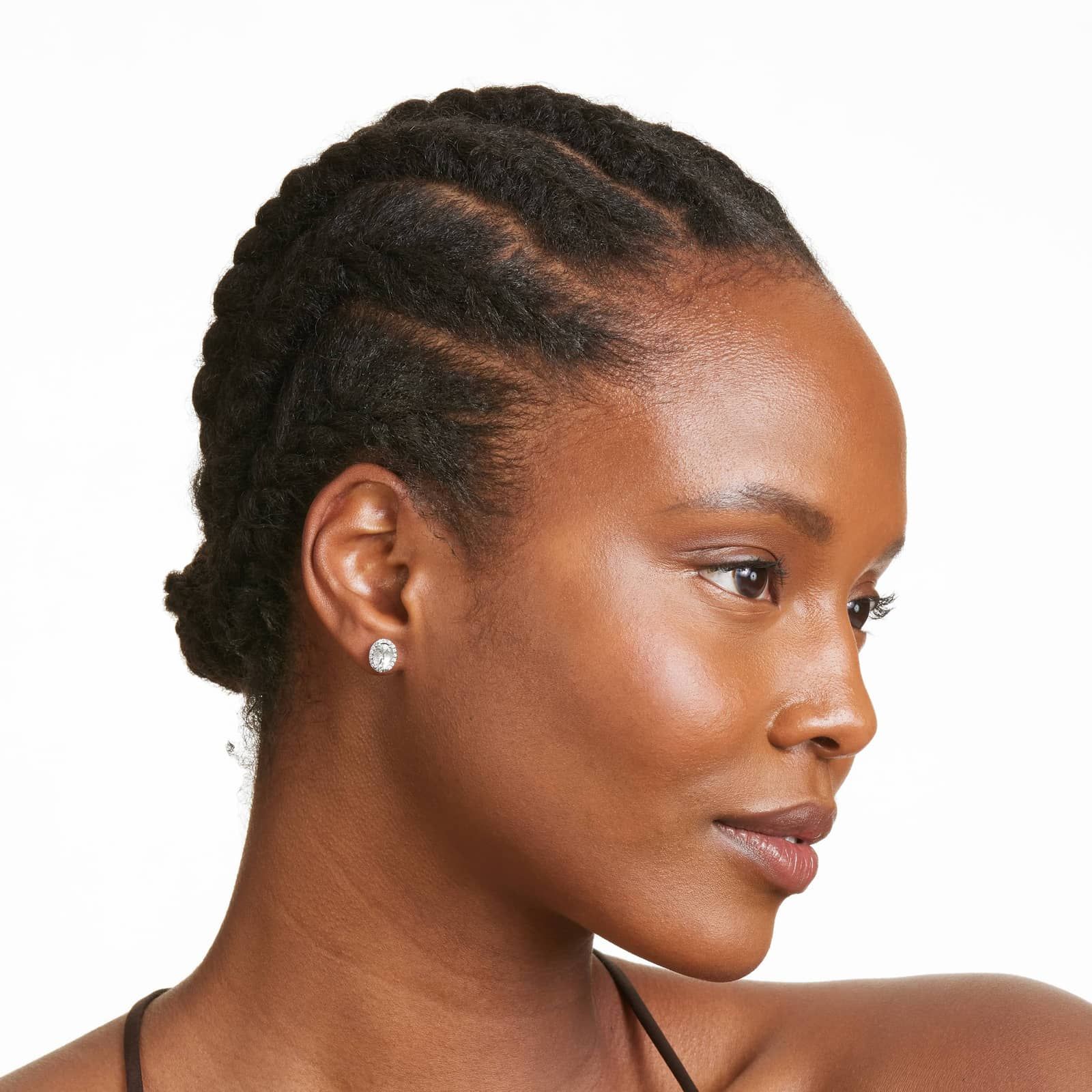 Oval Cut Aquamarine And Diamond Halo Stud Earrings In 14K White Gold