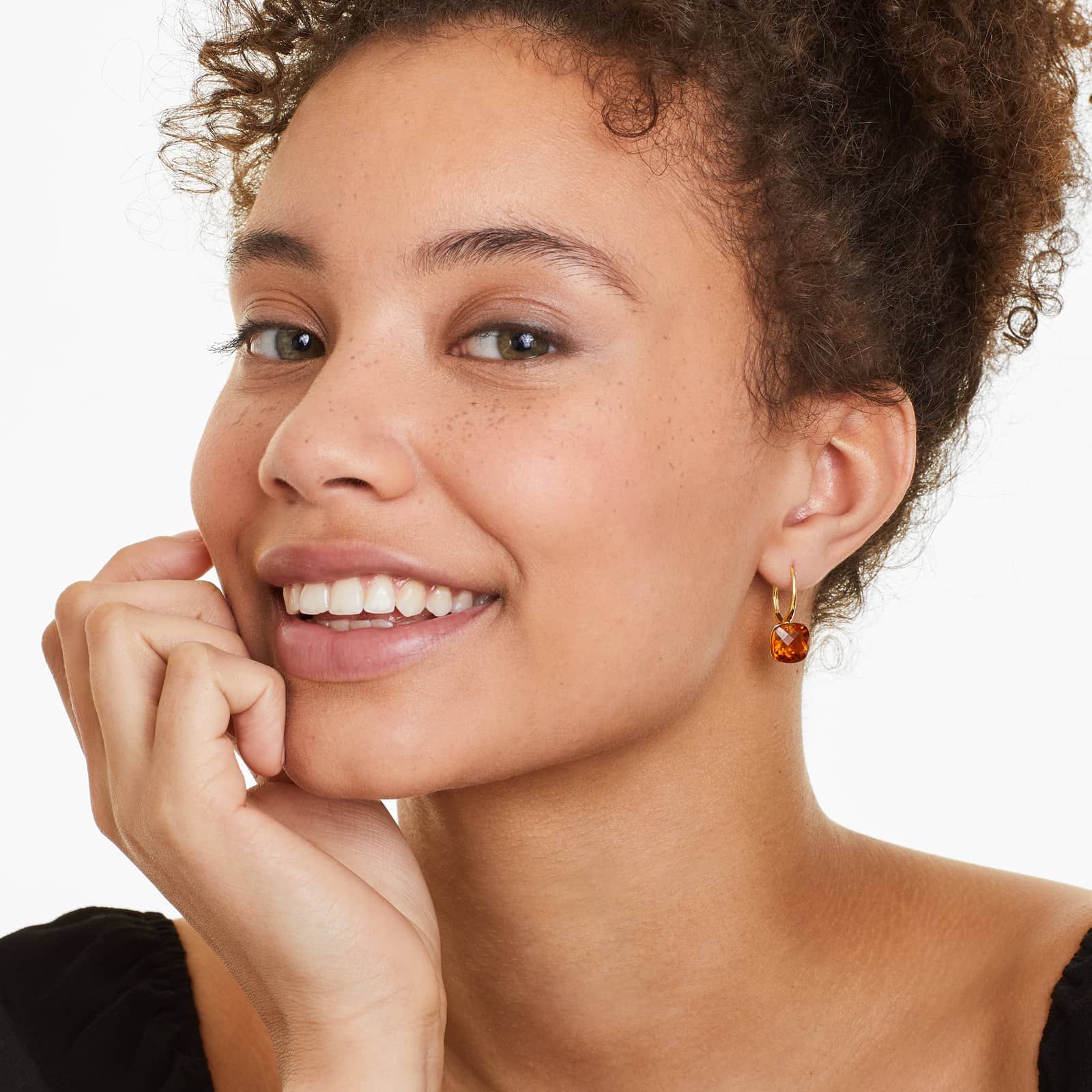 14K Yellow Gold Cushion Cut Madeira Citrine Checkerboard Leverback Earrings (10.0x10.0mm)