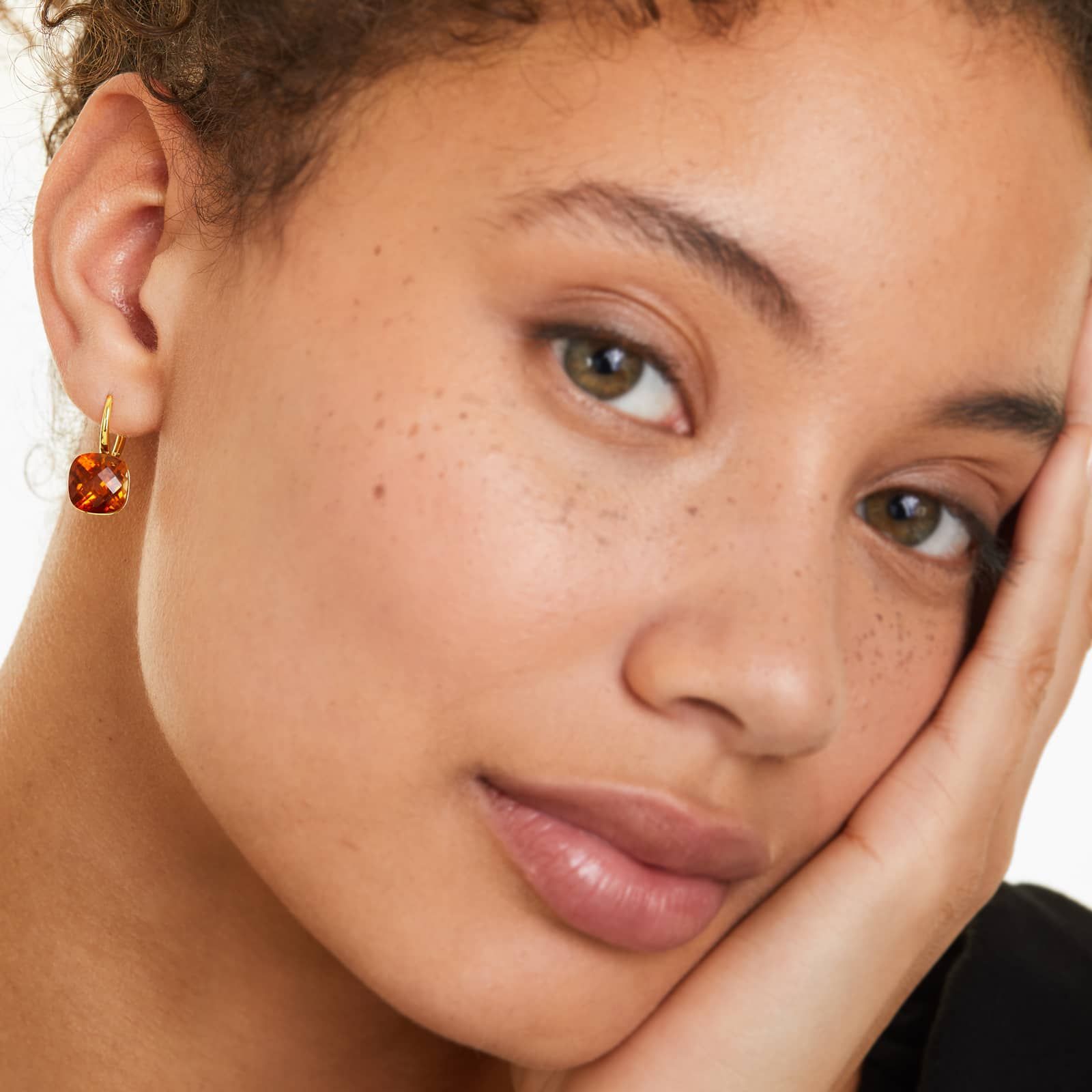 14K Yellow Gold Cushion Cut Madeira Citrine Checkerboard Leverback Earrings (10.0x10.0mm)