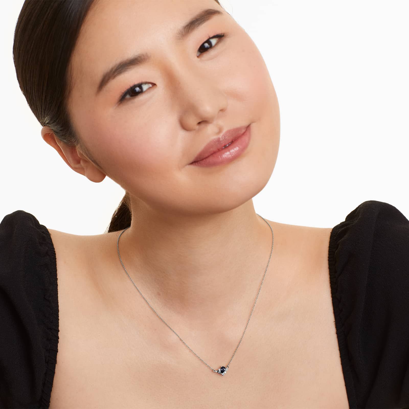 14K White Gold Sapphire, Blue Zircon and Diamond Cluster Necklace