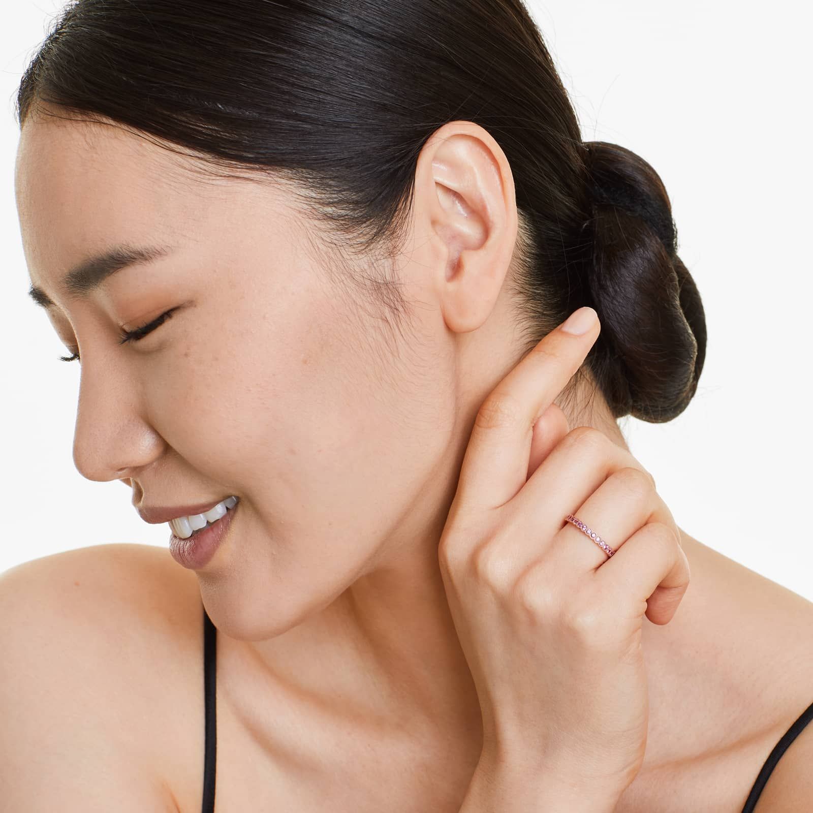 Milgrain Bezel Pink Sapphire Ring In 14K Rose Gold