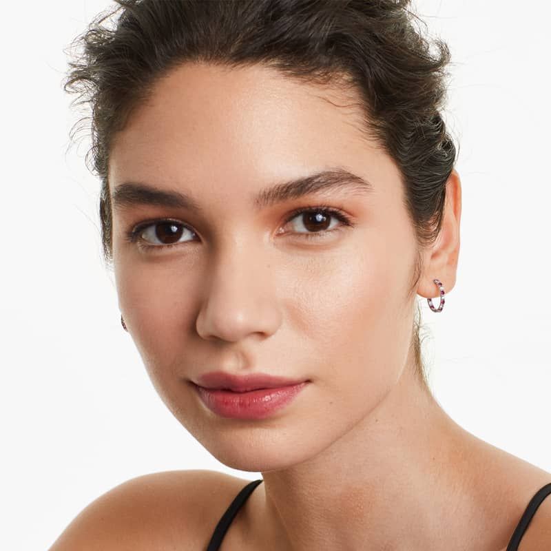 Inside Out Ruby And Diamond Round Hoop Earrings In 14K White Gold