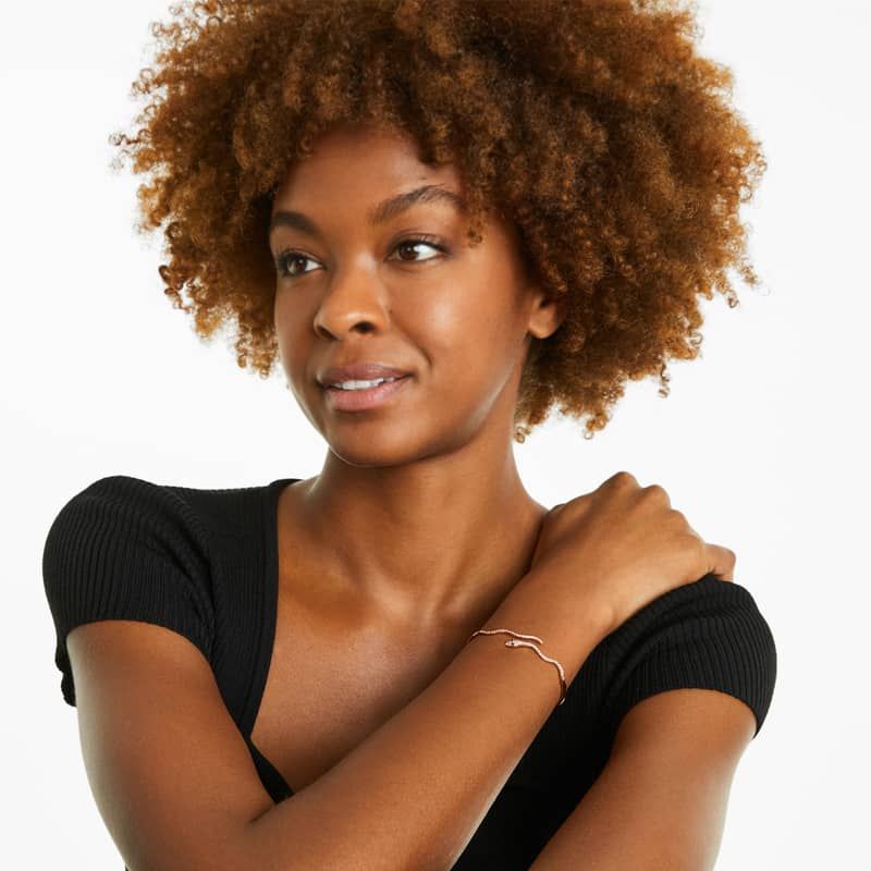 Snake Motif Diamond and Ruby Bracelet In 14K Rose Gold