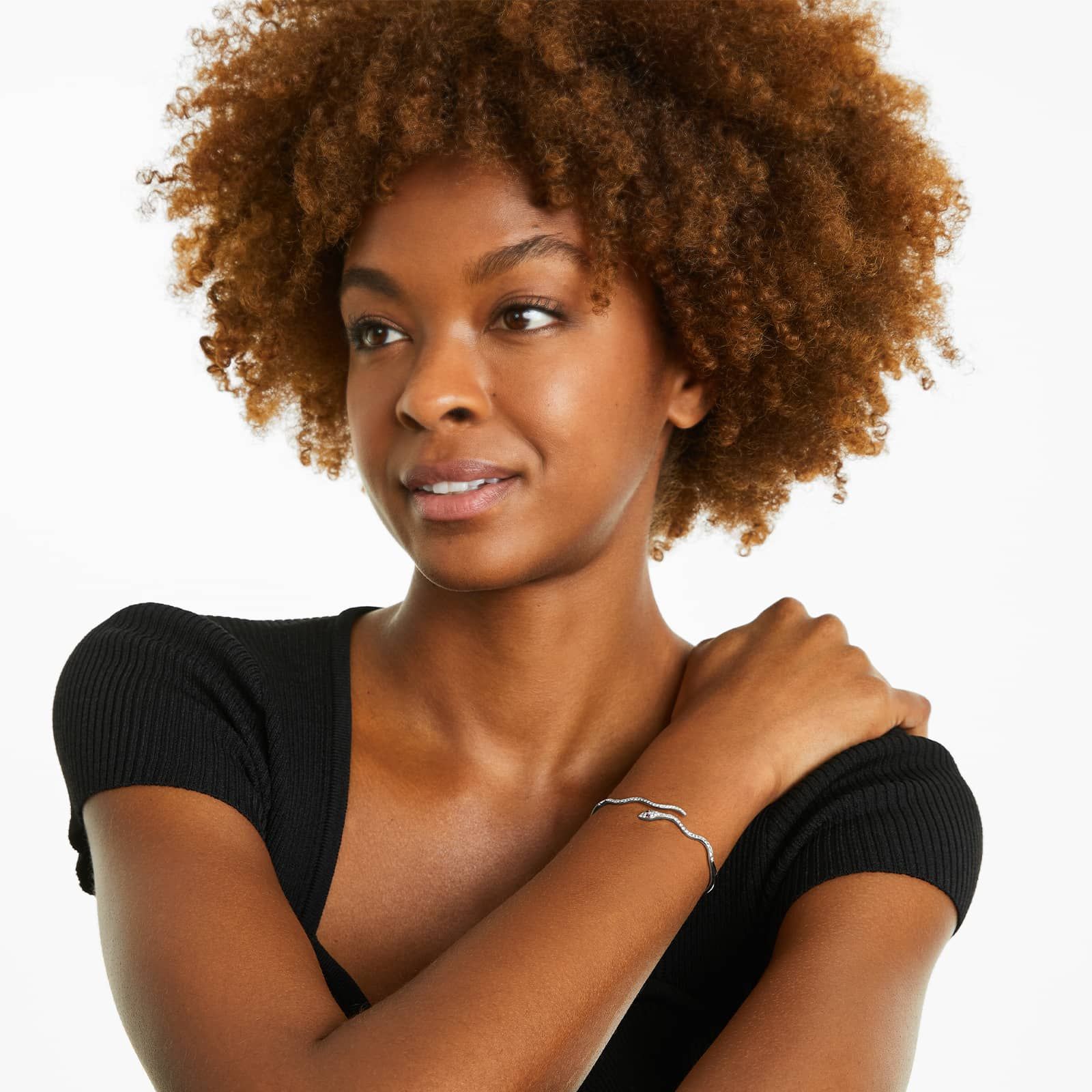 Snake Motif Diamond and Ruby Bracelet In 14K White Gold