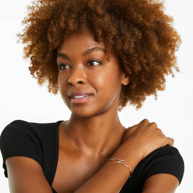 Snake Motif Diamond and Ruby Bracelet In 14K Yellow Gold