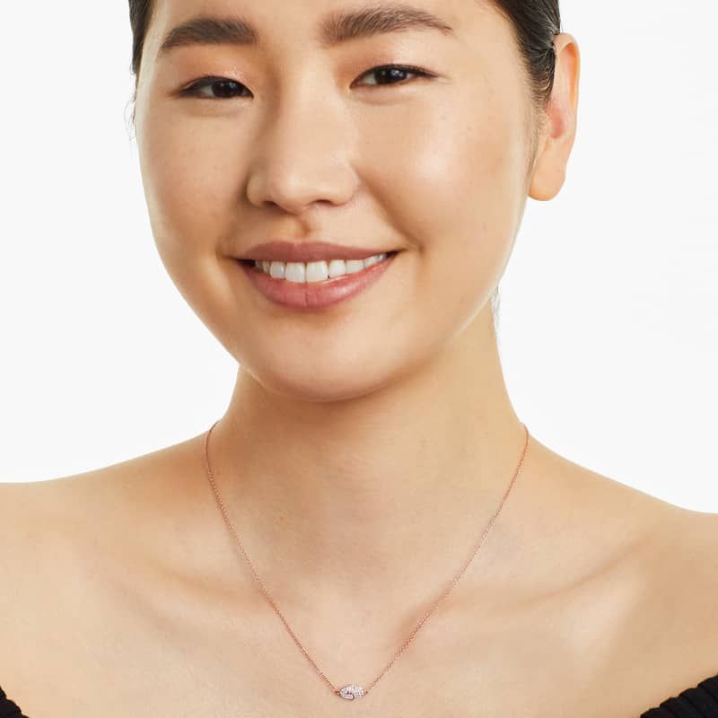 Hamsa Ruby And Diamond Necklace In 14K Rose Gold