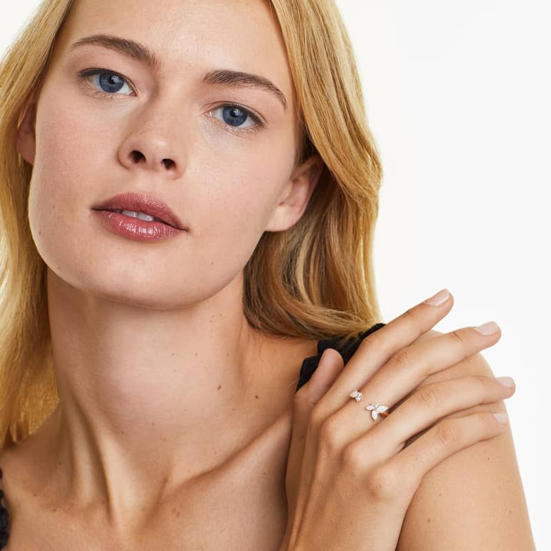 14K Rose Gold Open Opal and Diamond Ring