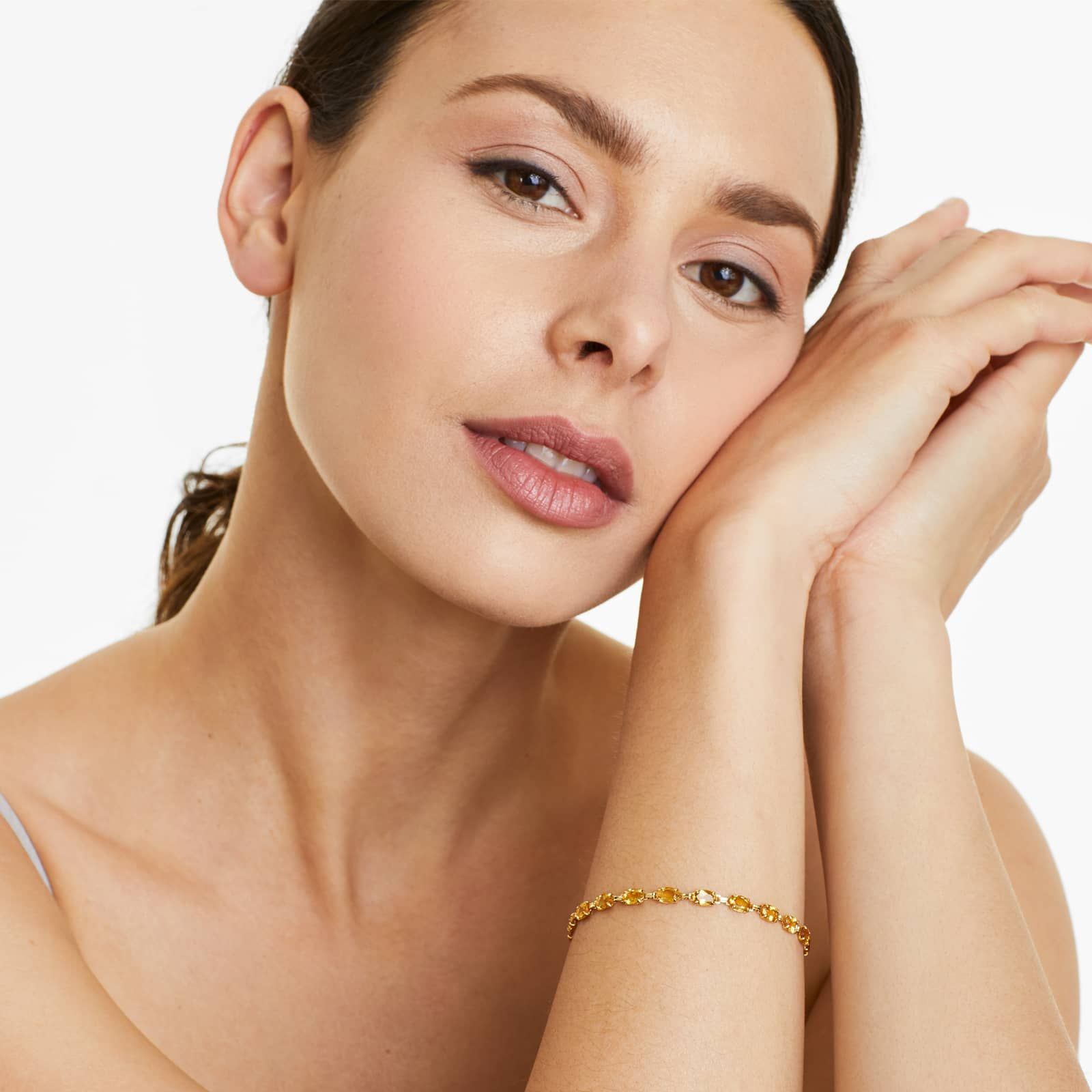 Citrine Line Bracelet In 14K Yellow Gold