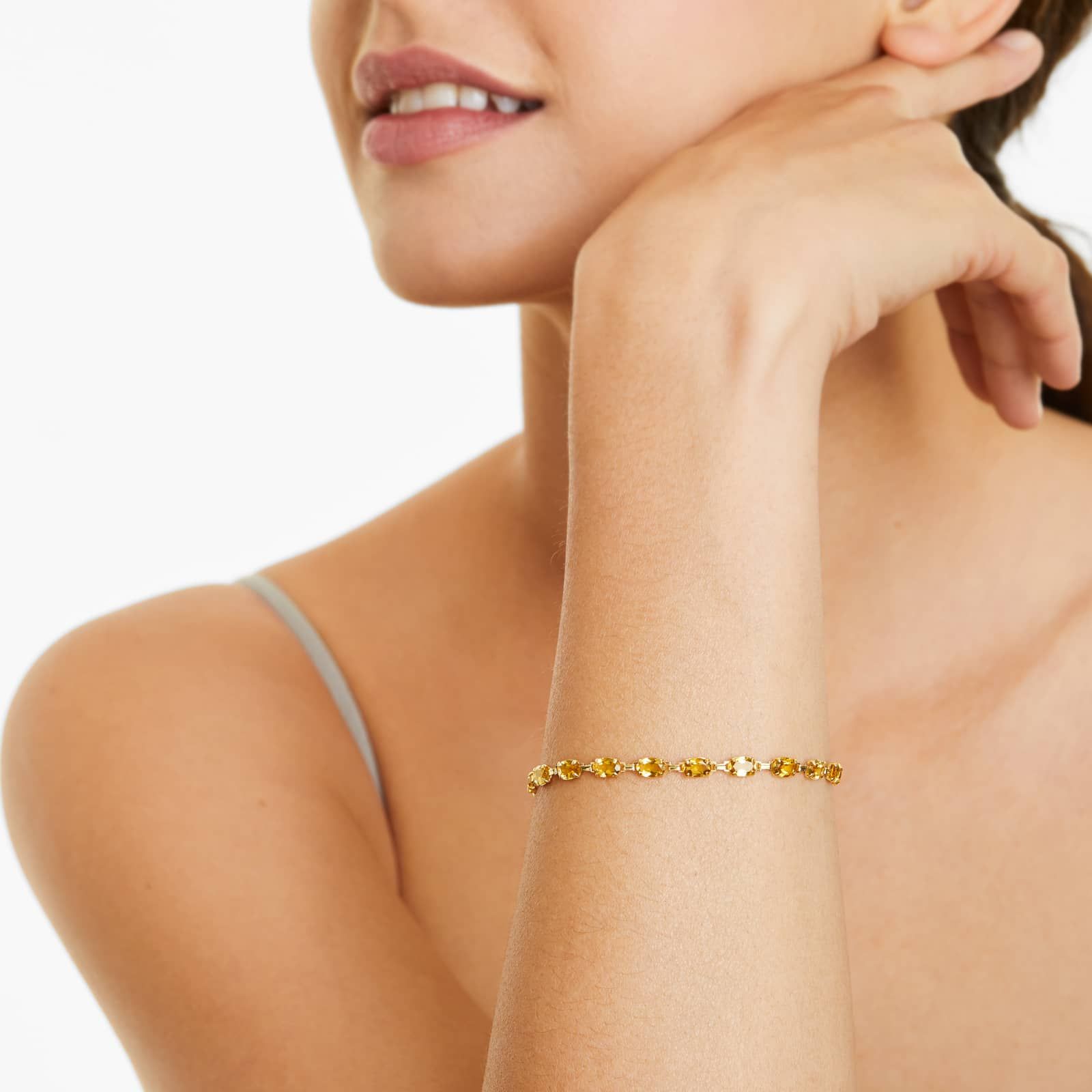 Citrine Line Bracelet In 14K Yellow Gold