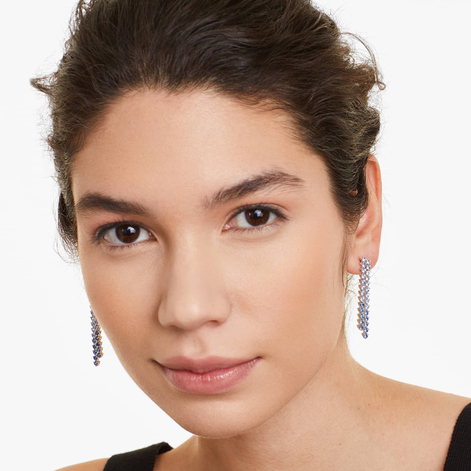 14K White Gold Dangling Ombre Sapphire Drop Earrings