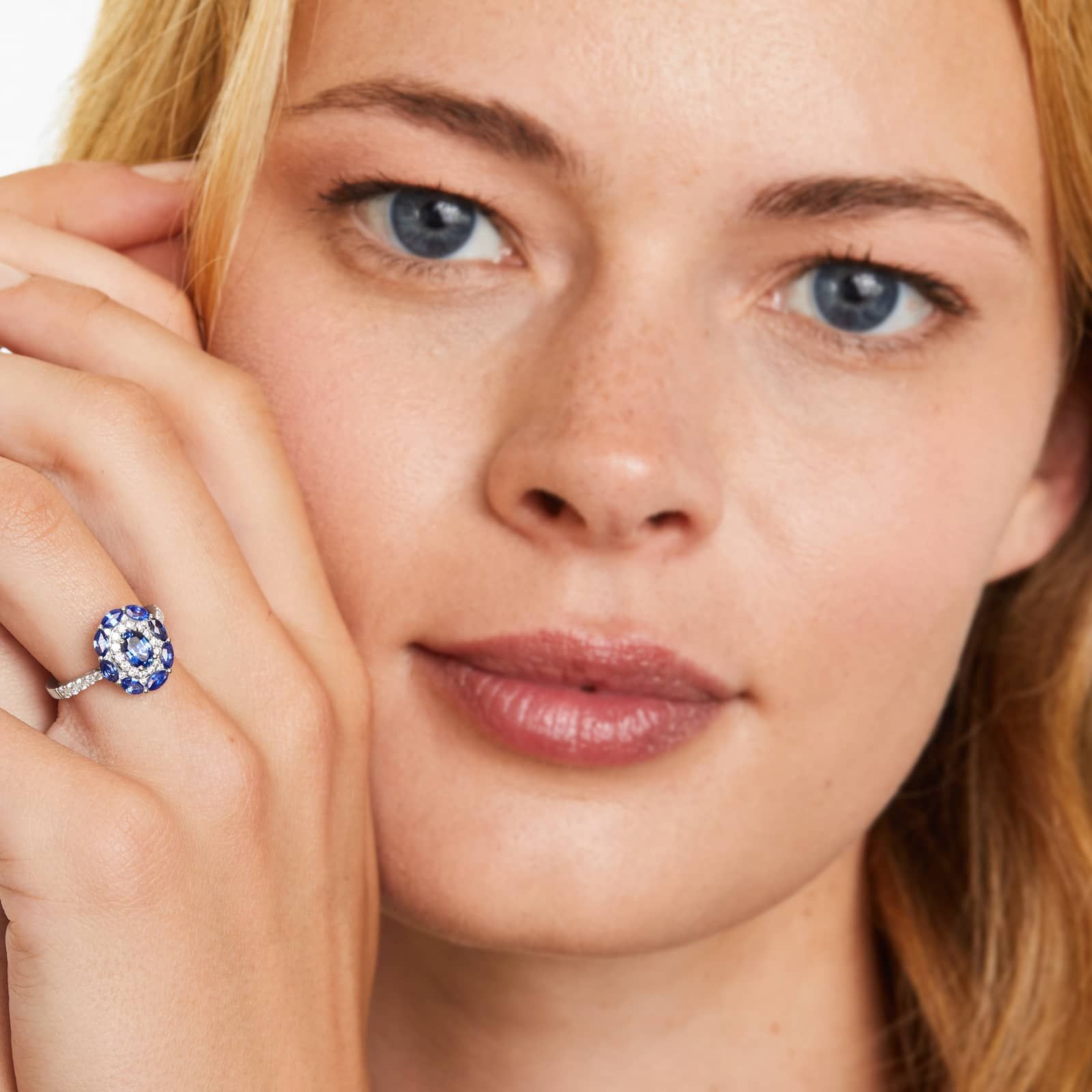 Imperial Sapphire And Diamond Ring In 14K White Gold