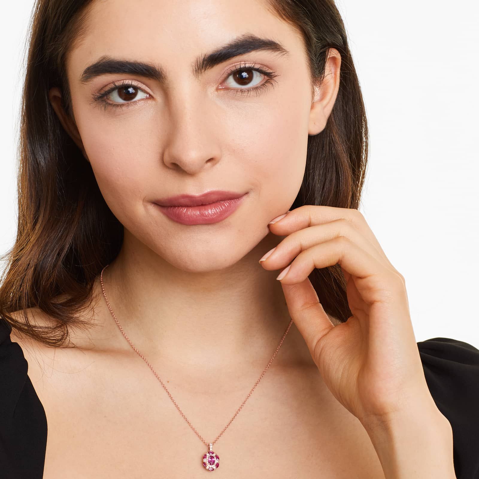 14K Rose Gold Imperial Ruby and Diamond Necklace