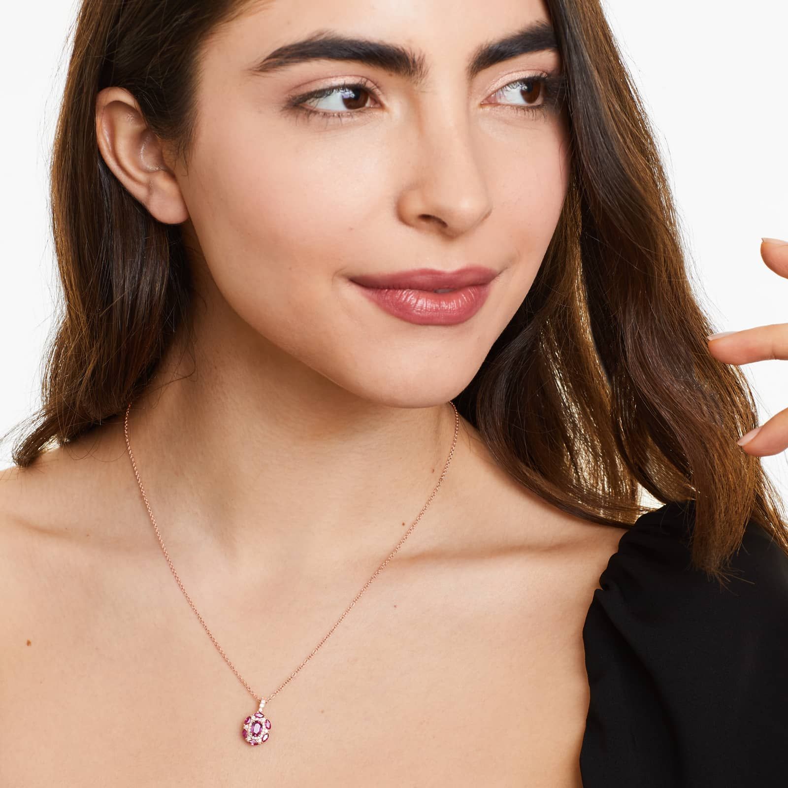 14K Rose Gold Imperial Ruby and Diamond Necklace