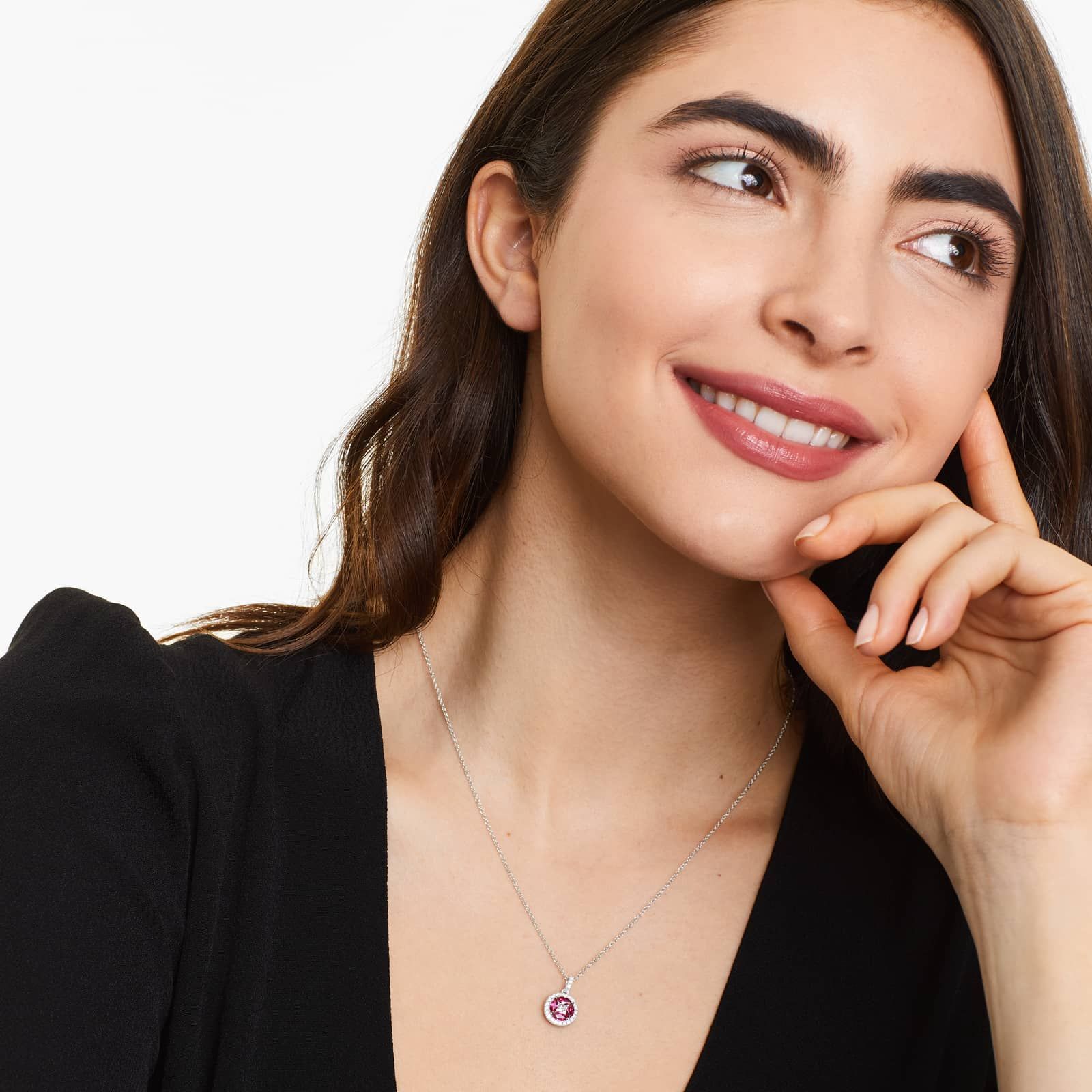 14K White Gold Marquise Ruby and Diamond Pendant