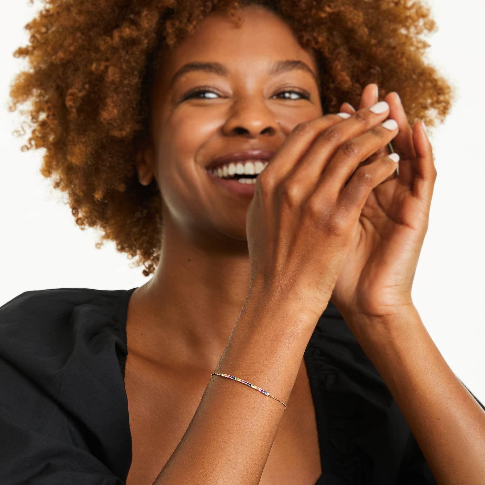 Rainbow Bar Bracelet In 14K Yellow Gold by Brevani