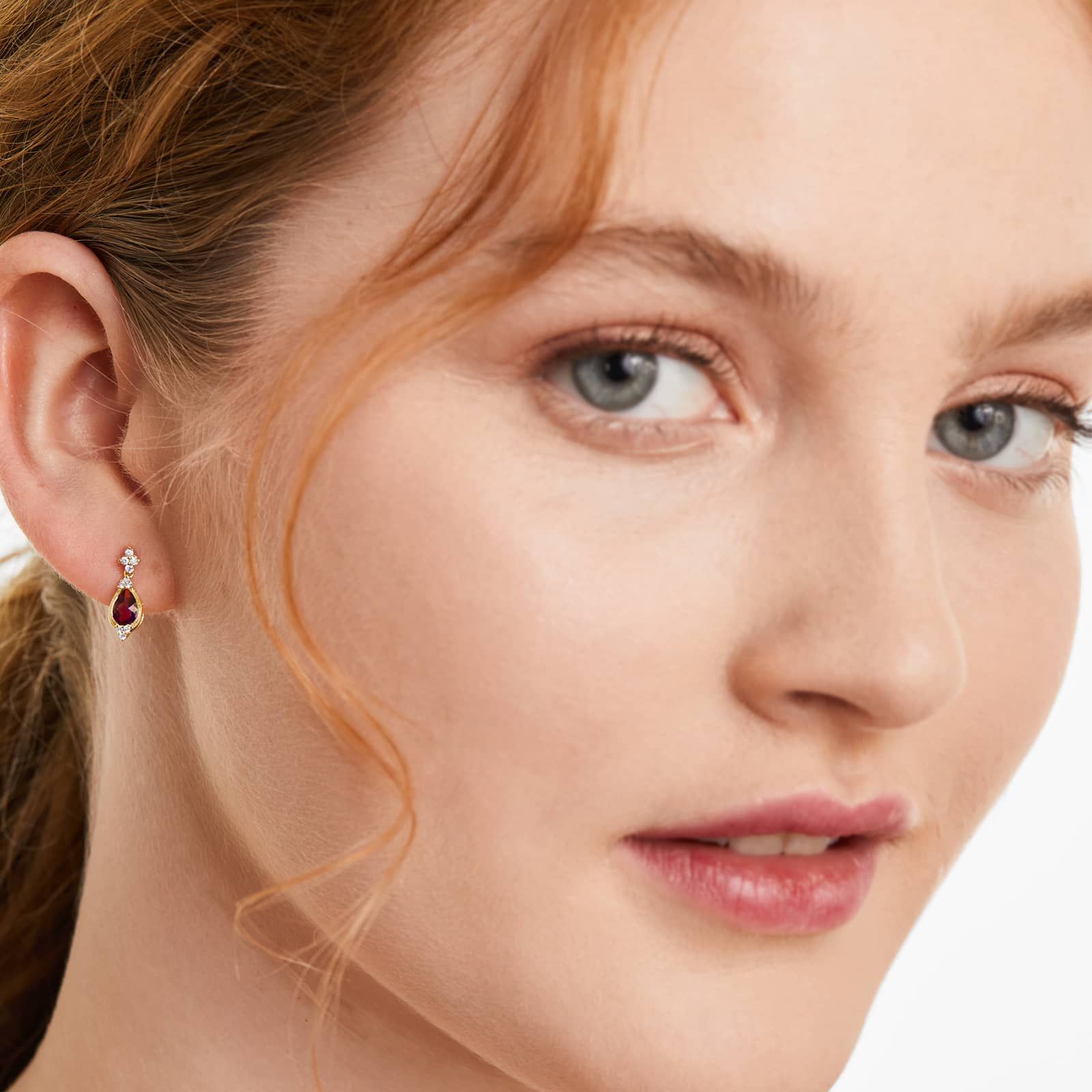 Classical Amethyst And Diamond Earrings In 14K Yellow Gold By Brevani