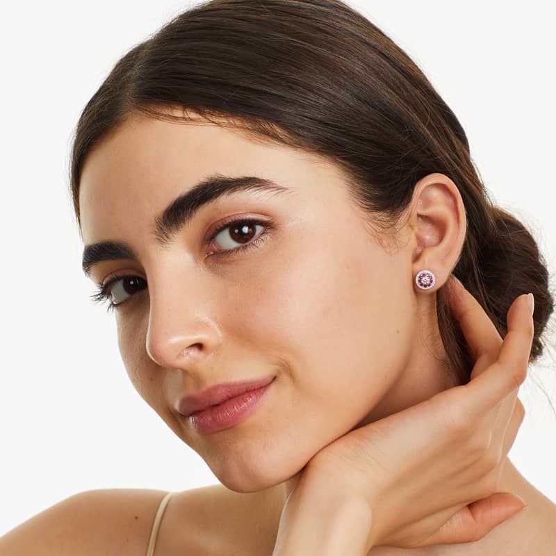 Opal Birthstone Earrings In 14K White Gold