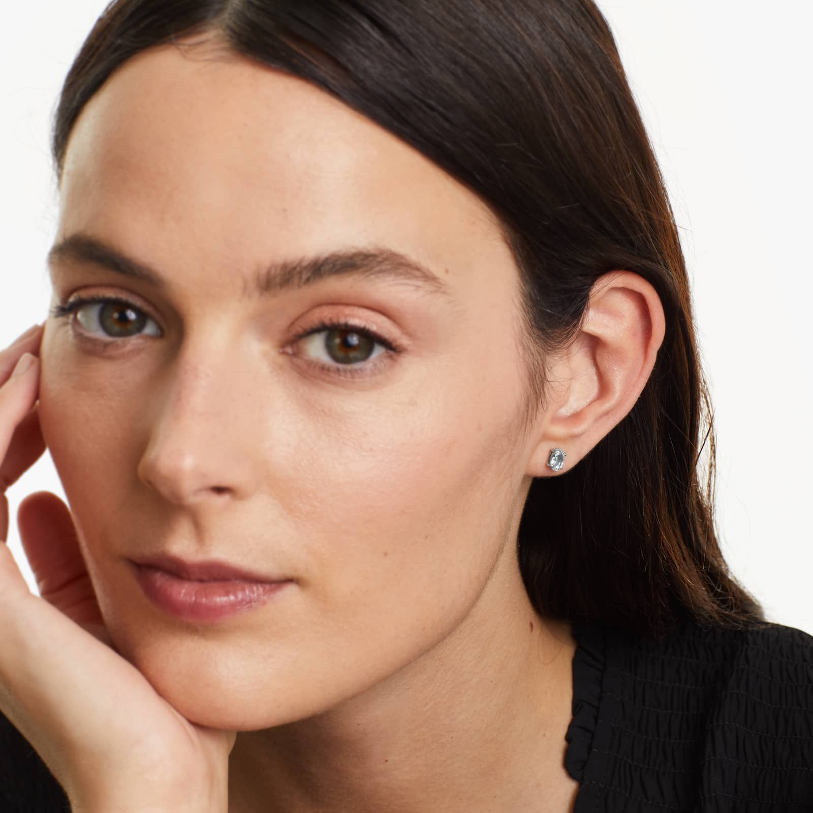 Oval Cut Aquamarine Birthstone Earrings In 14K White Gold