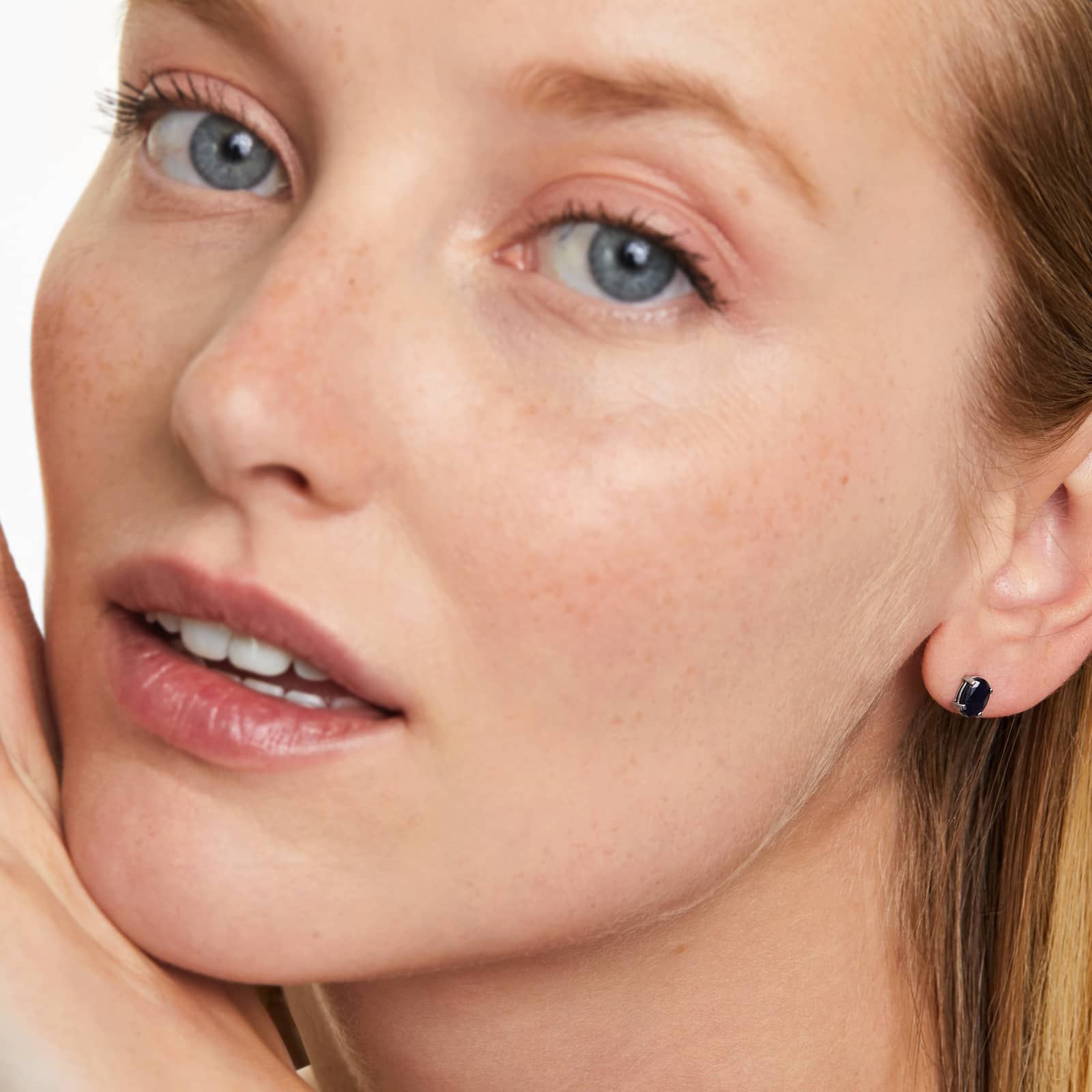 Oval Cut Sapphire Birthstone Earrings In 14K White Gold