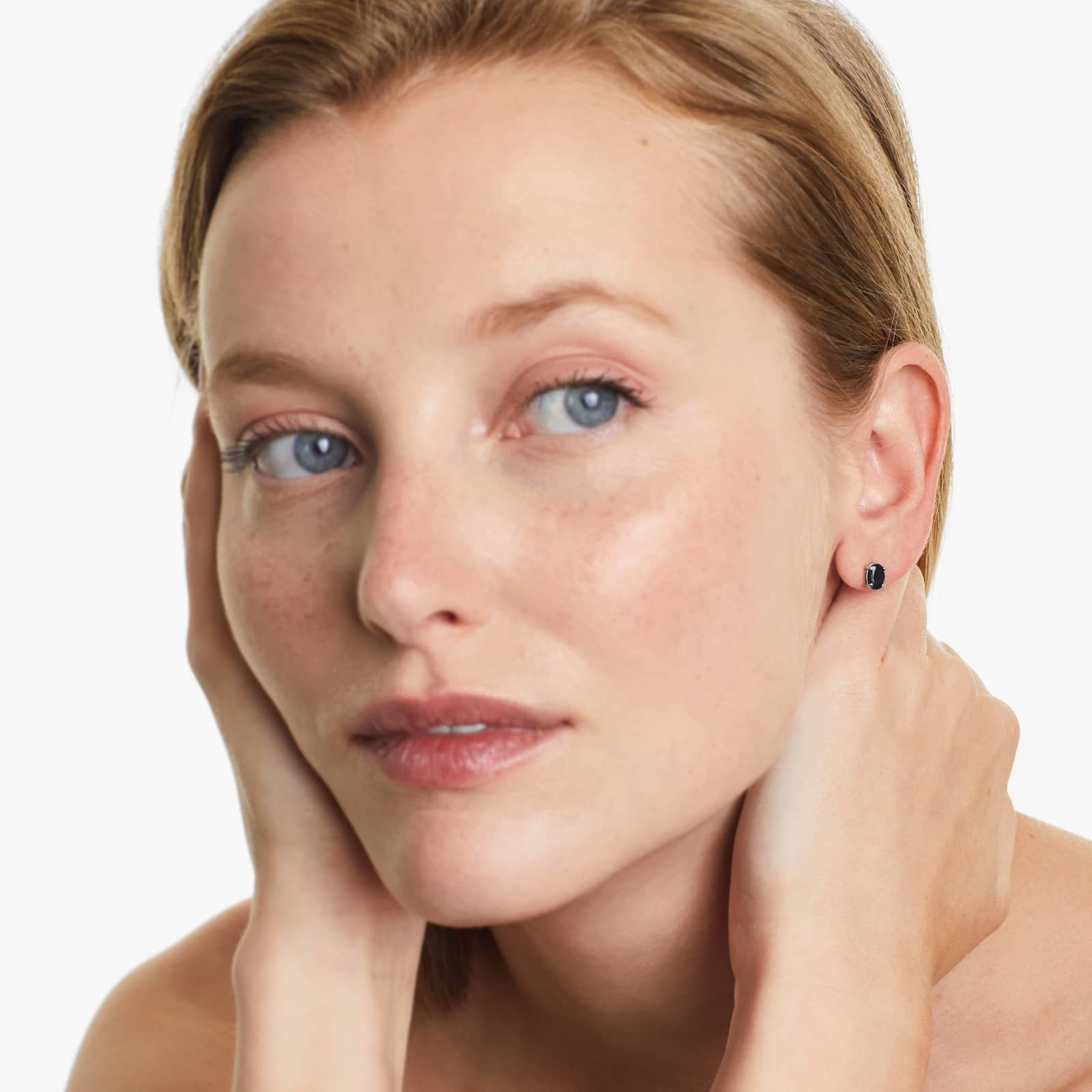 Oval Cut Sapphire Birthstone Earrings In 14K White Gold