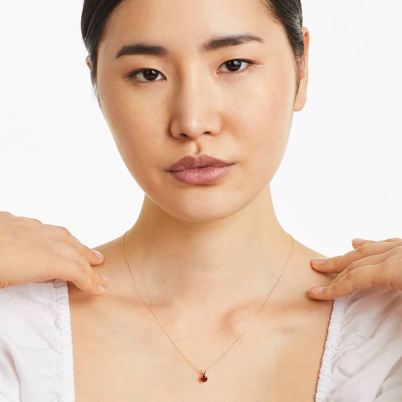 14K Yellow Gold Garnet Birthstone Necklace