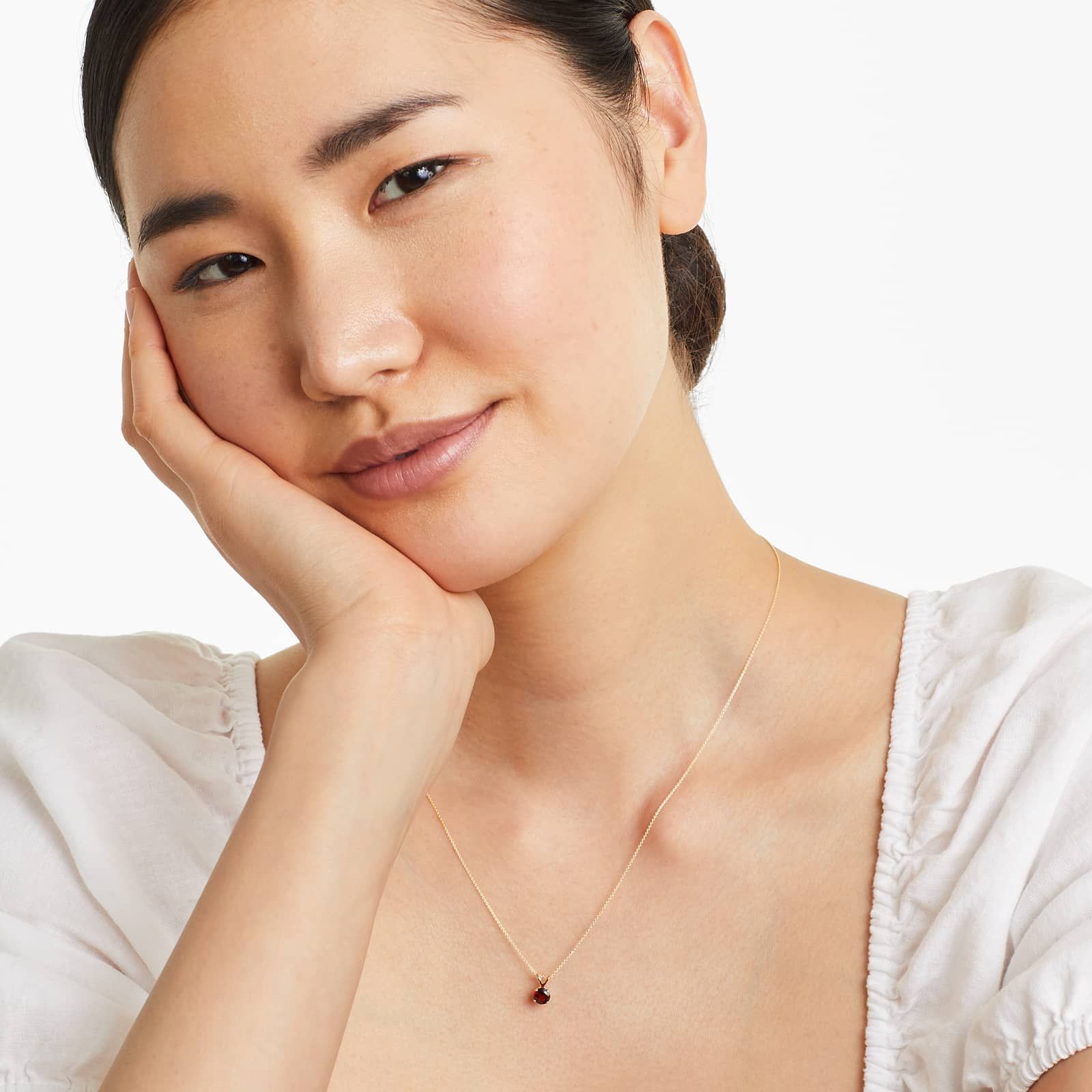 14K Yellow Gold Garnet Birthstone Necklace
