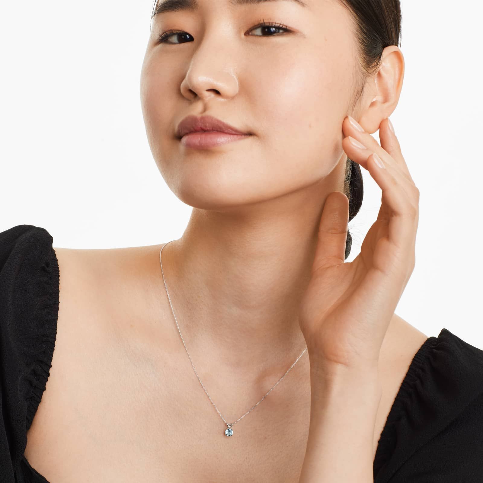 14K White Gold Aquamarine Birthstone Necklace