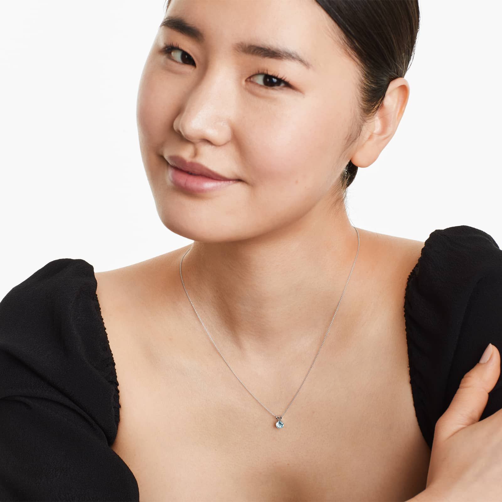 14K White Gold Aquamarine Birthstone Necklace