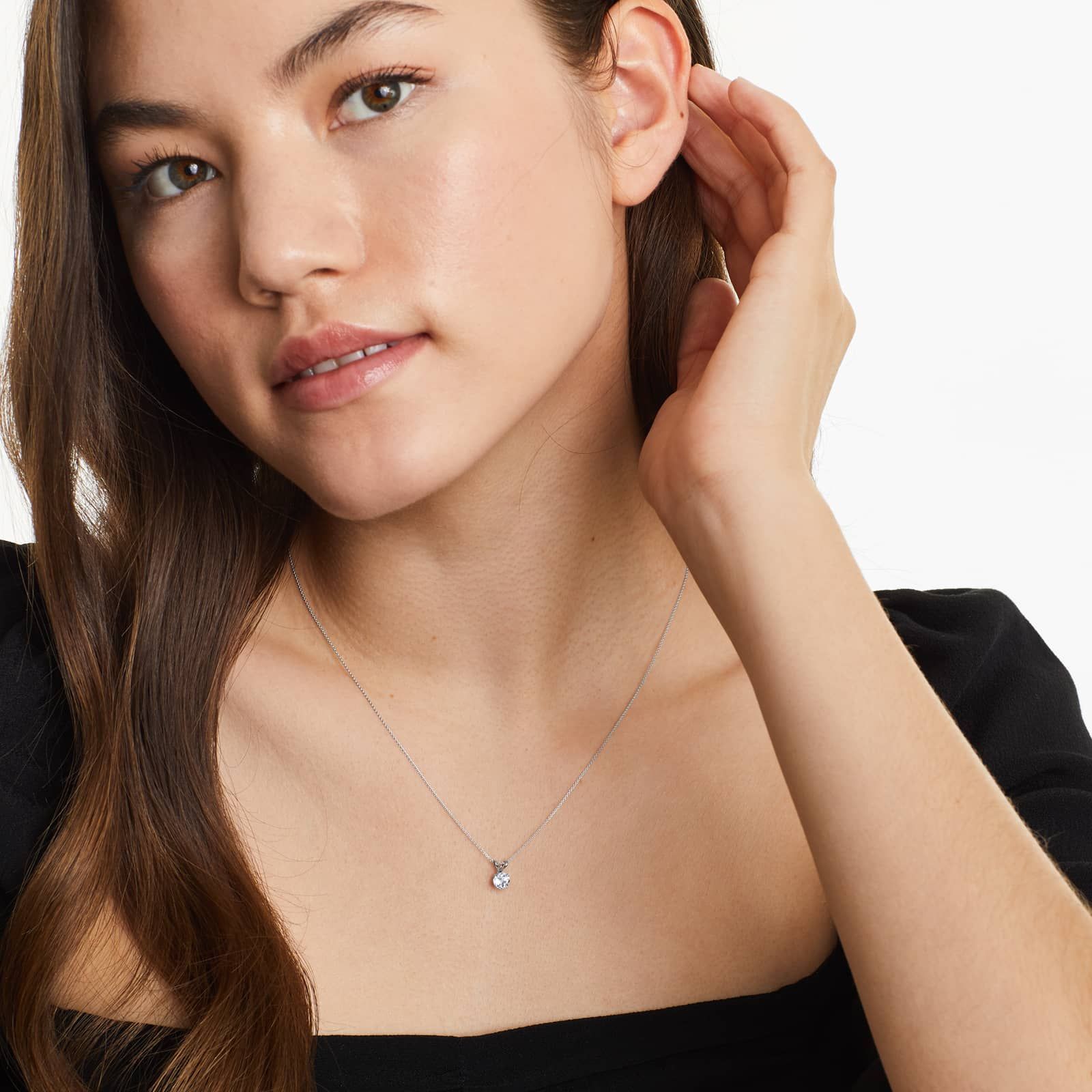 14K White Gold White Topaz Birthstone Necklace