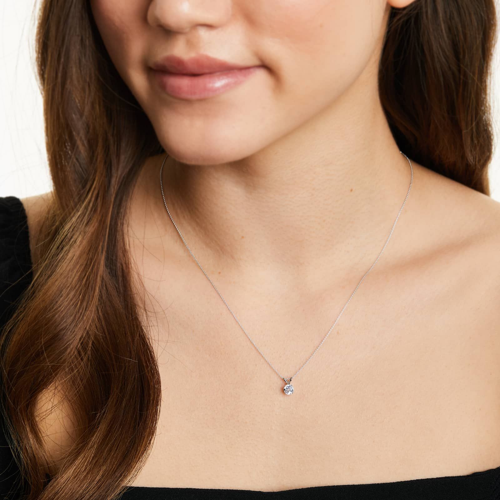 14K White Gold White Topaz Birthstone Necklace