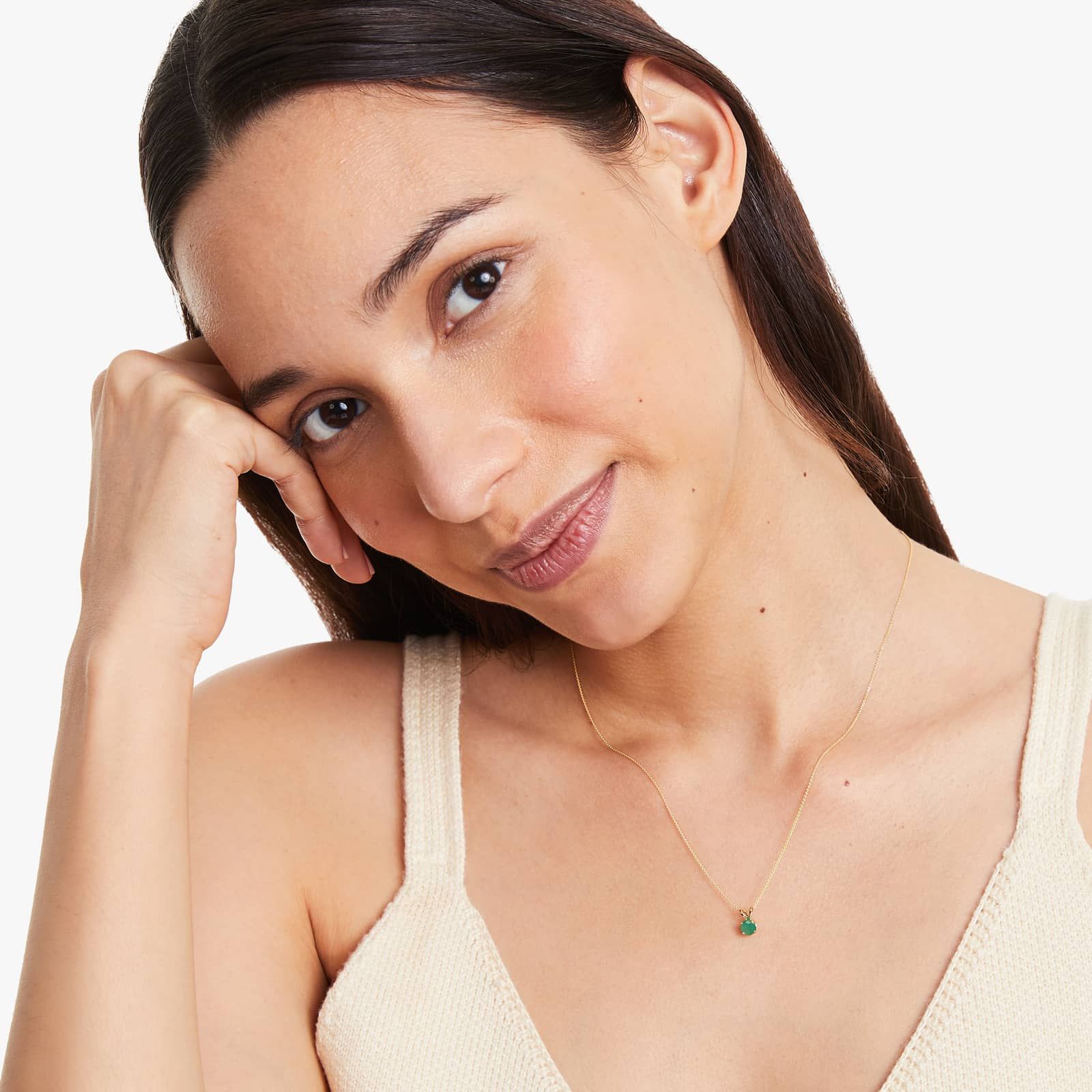 14K Yellow Gold Emerald Birthstone Necklace