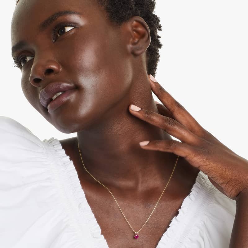 14K Yellow Gold Ruby Birthstone Necklace