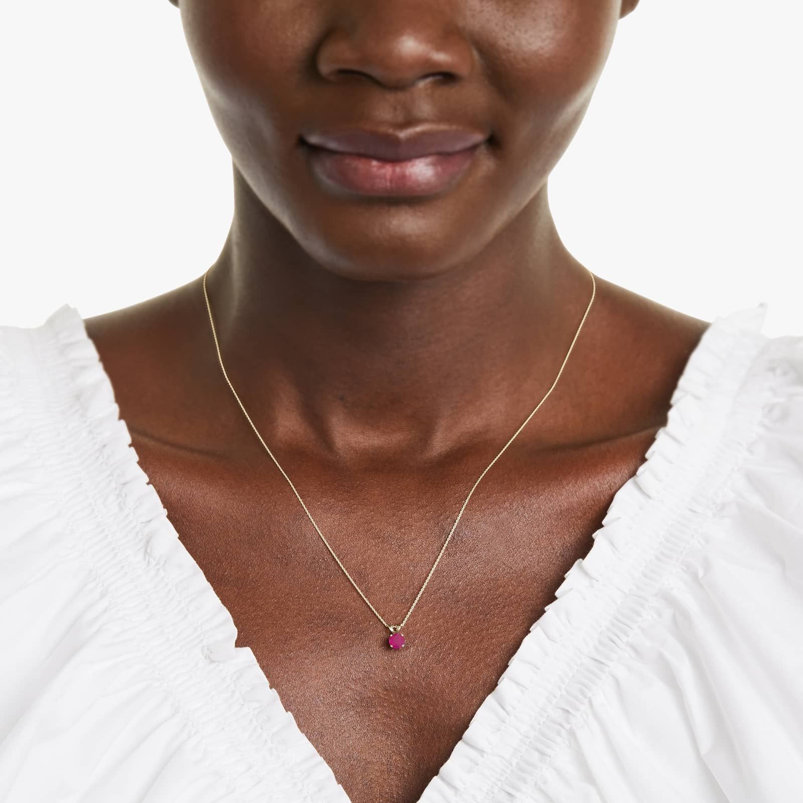 14K Yellow Gold Ruby Birthstone Necklace
