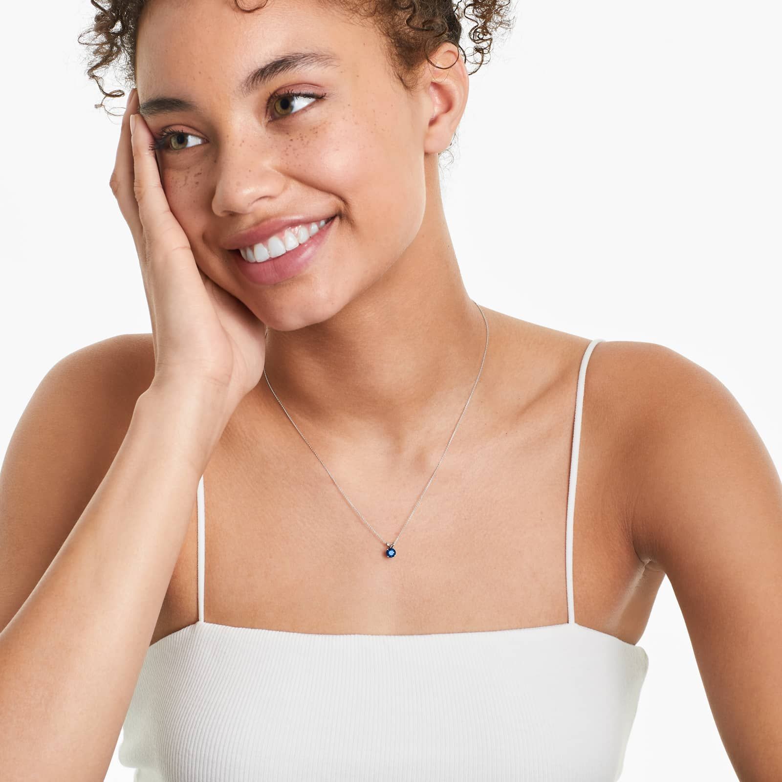 14K White Gold Sapphire Birthstone Necklace