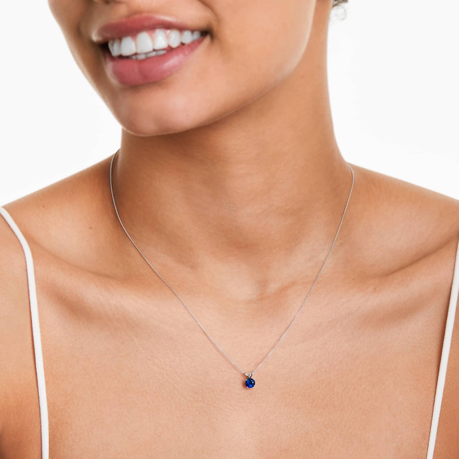 14K White Gold Sapphire Birthstone Necklace