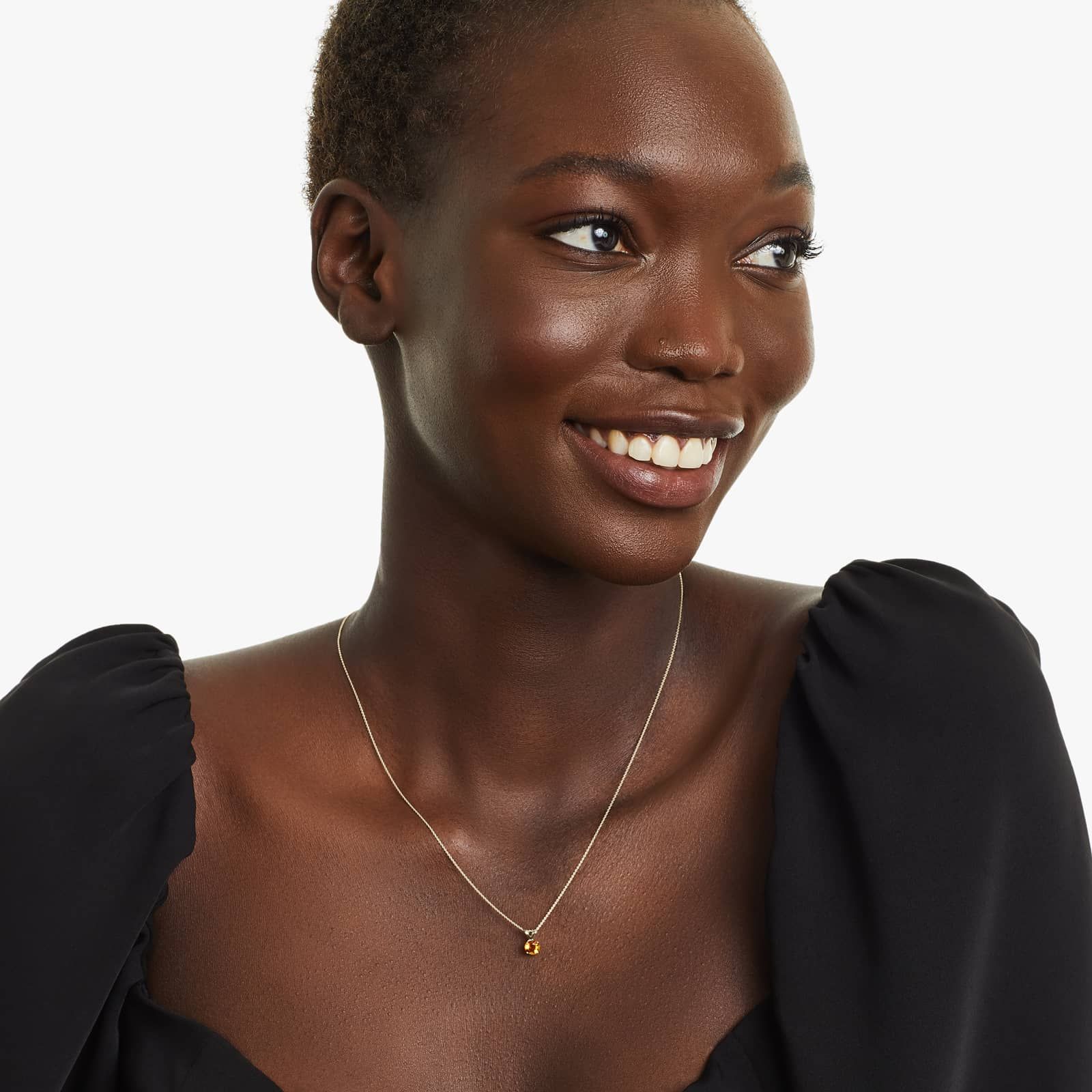 14K Yellow Gold Citrine Birthstone Necklace