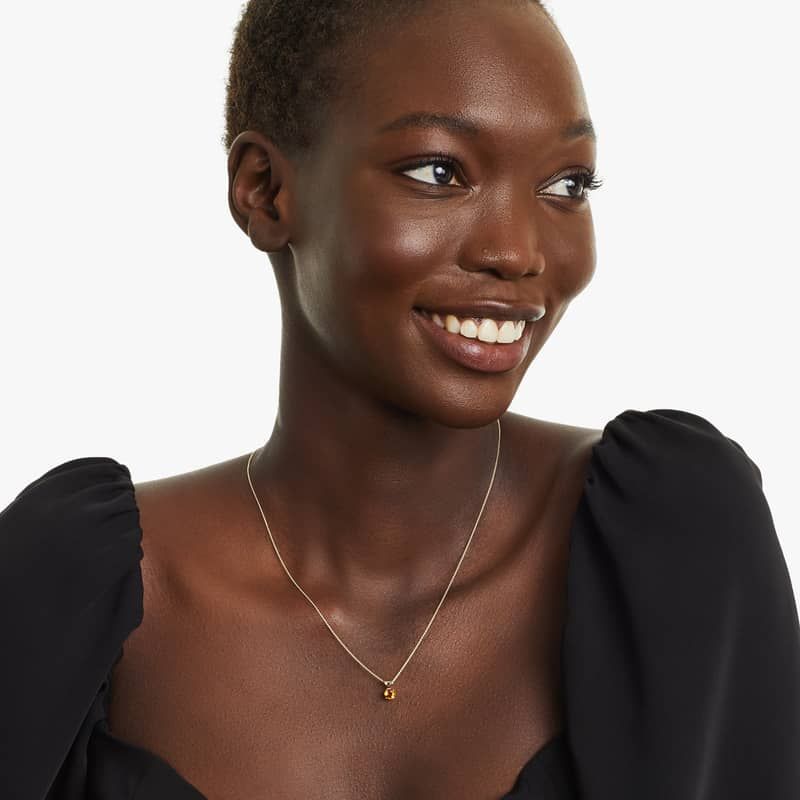 14K Yellow Gold Citrine Birthstone Necklace