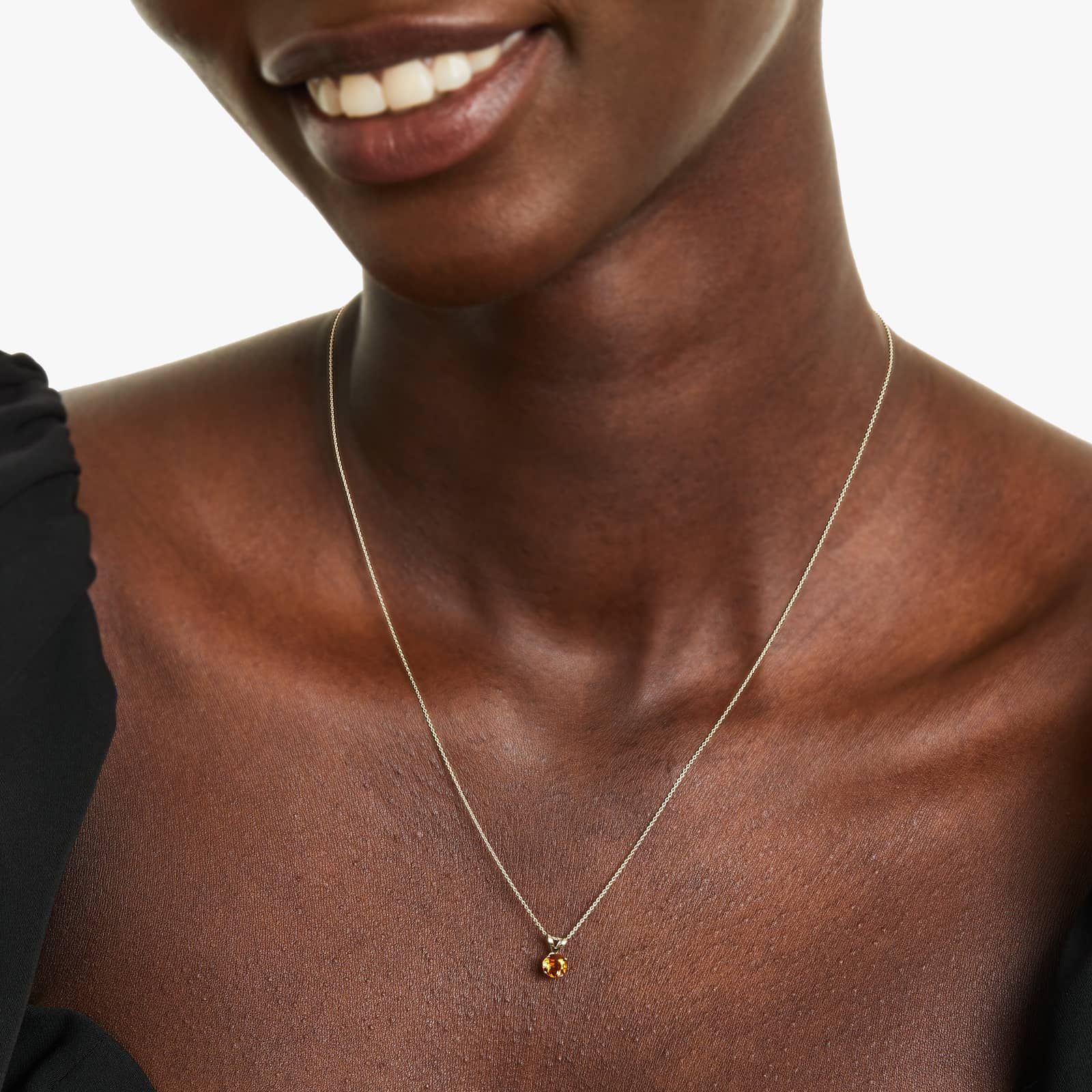 14K Yellow Gold Citrine Birthstone Necklace