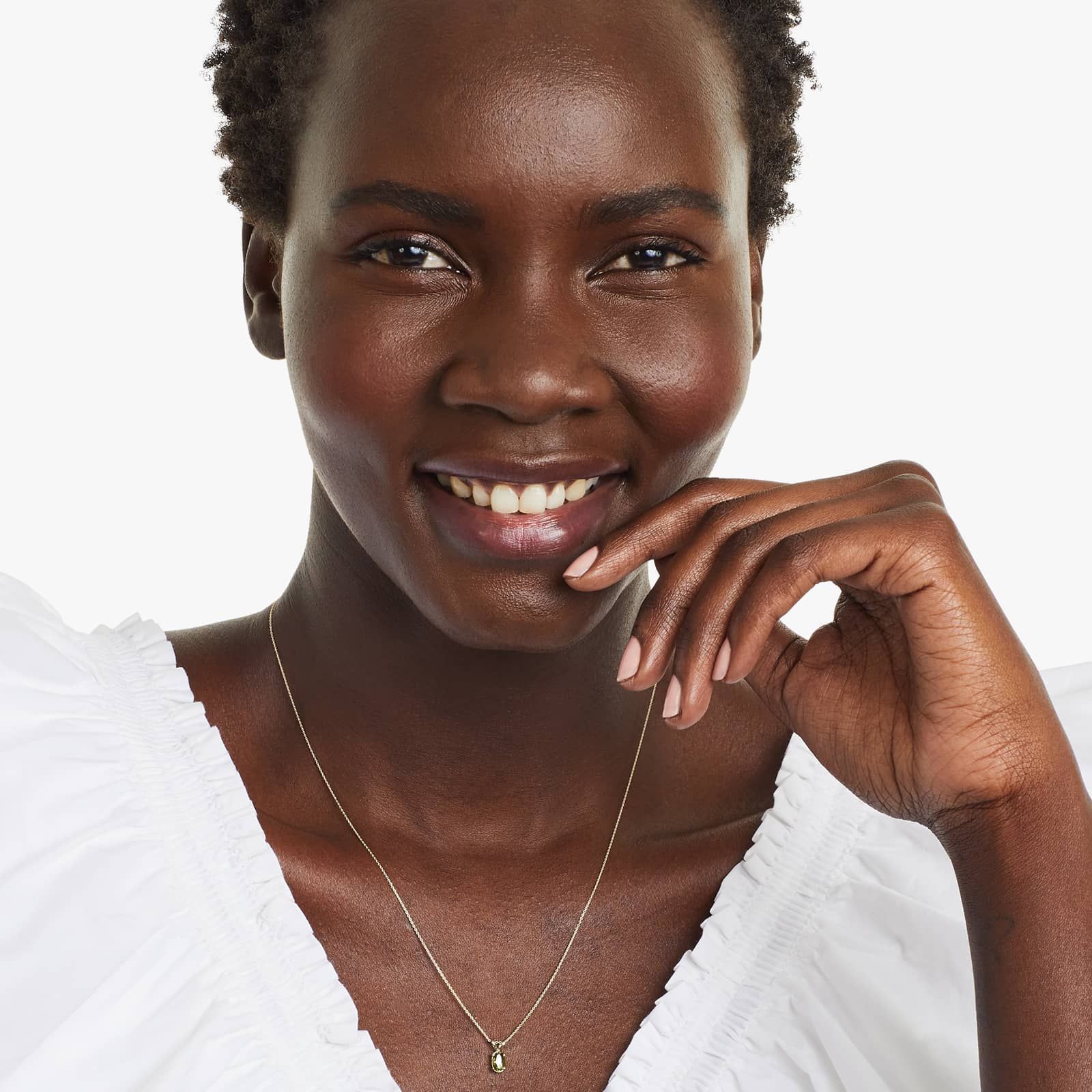 14K Yellow Gold Oval Peridot Birthstone Necklace