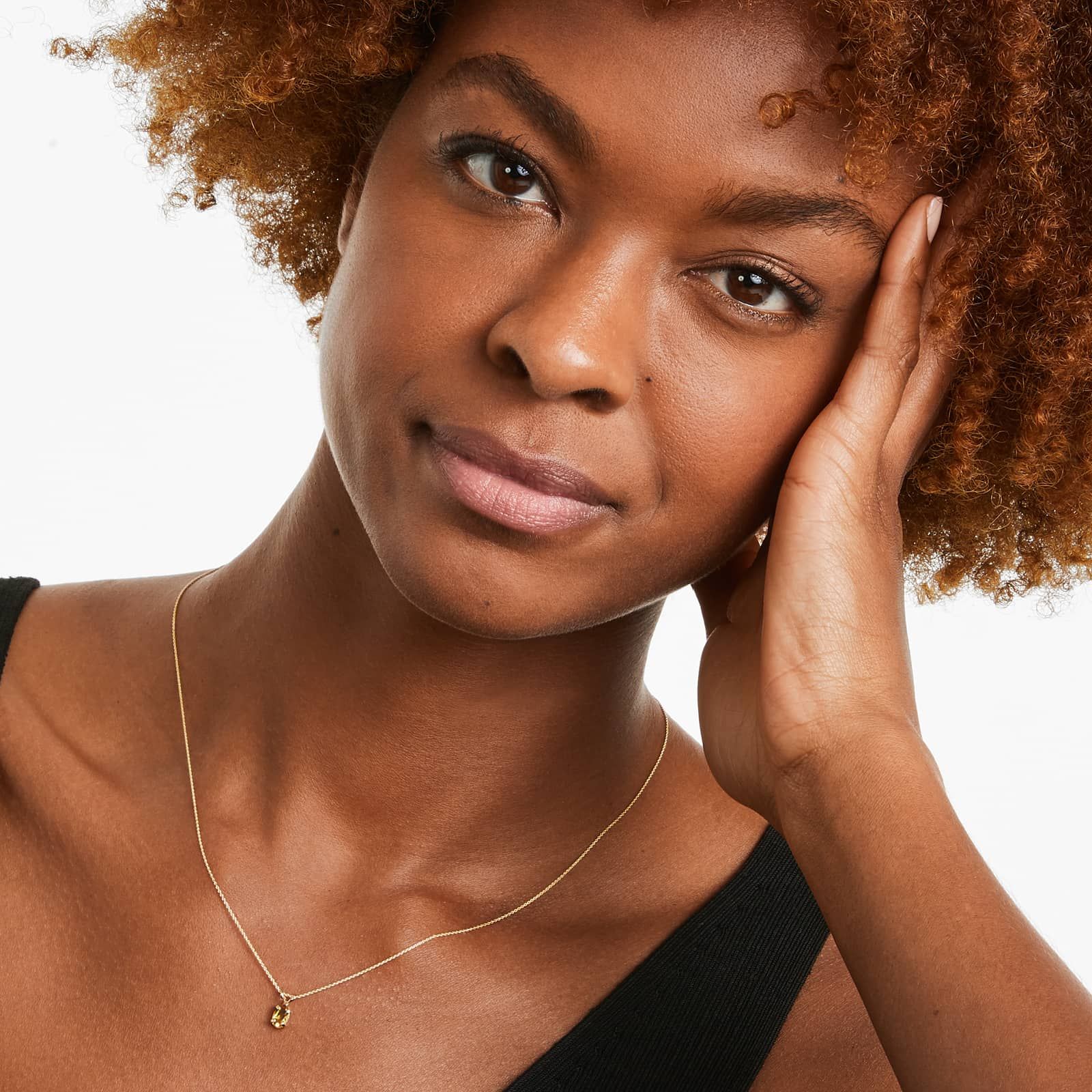 14K Yellow Gold Oval Citrine Birthstone Necklace