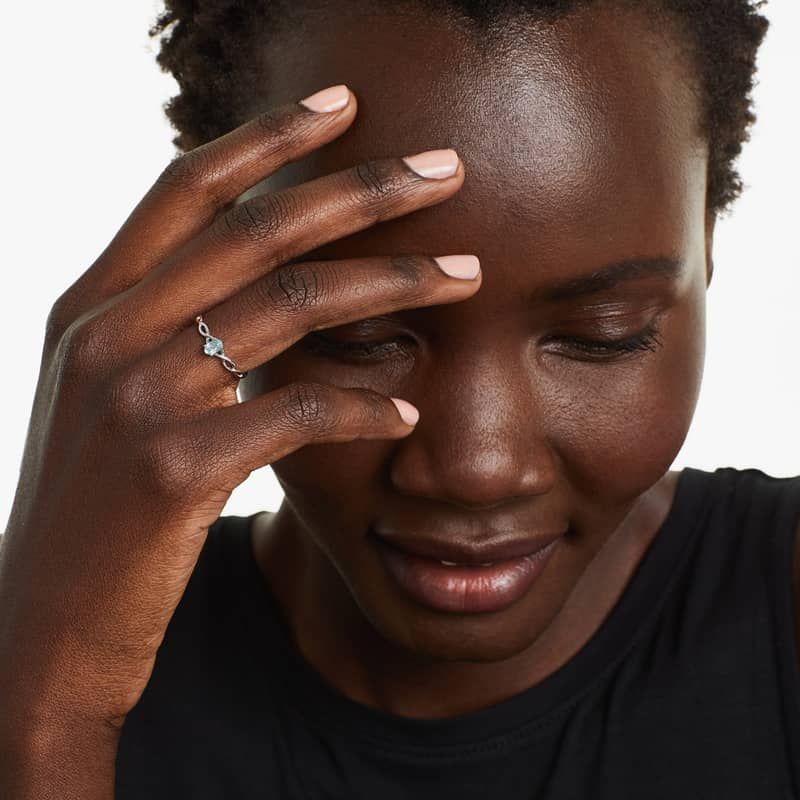 Infinity Aquamarine Birthstone Ring In 14K White Gold